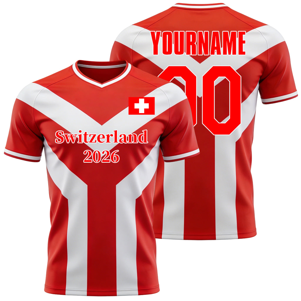 Custom Switzerland Soccer Jersey – Personalized Name & Number Football Shirt:2026 Cup Kids Youths Mens Womens Fans