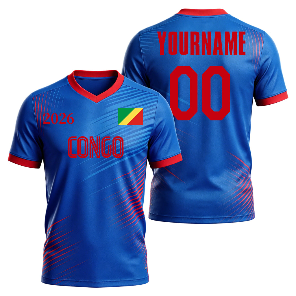 Custom Congo Soccer Jersey – Personalized Name & Number Football Shirt:2026 Cup Kids Youths Mens Womens Fans