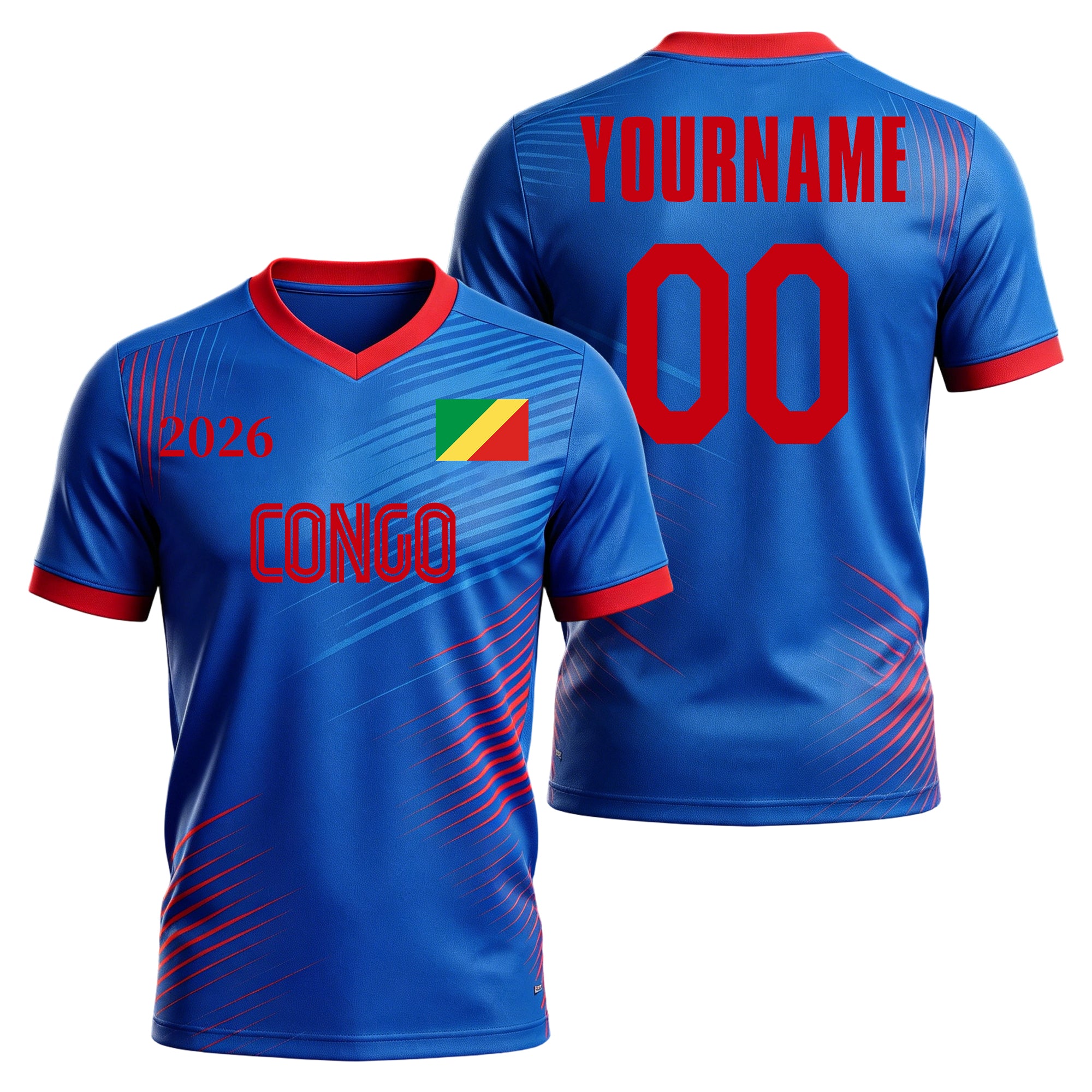 Custom Congo Soccer Jersey – Personalized Name & Number Football Shirt:2026 Cup Kids Youths Mens Womens Fans
