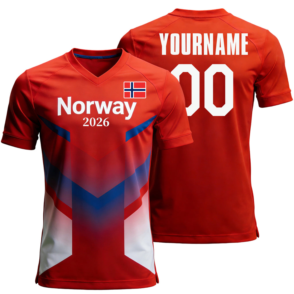 Custom Norway Soccer Jersey – Personalized Name & Number Football Shirt:2026 Cup Kids Youths Mens Womens Fans