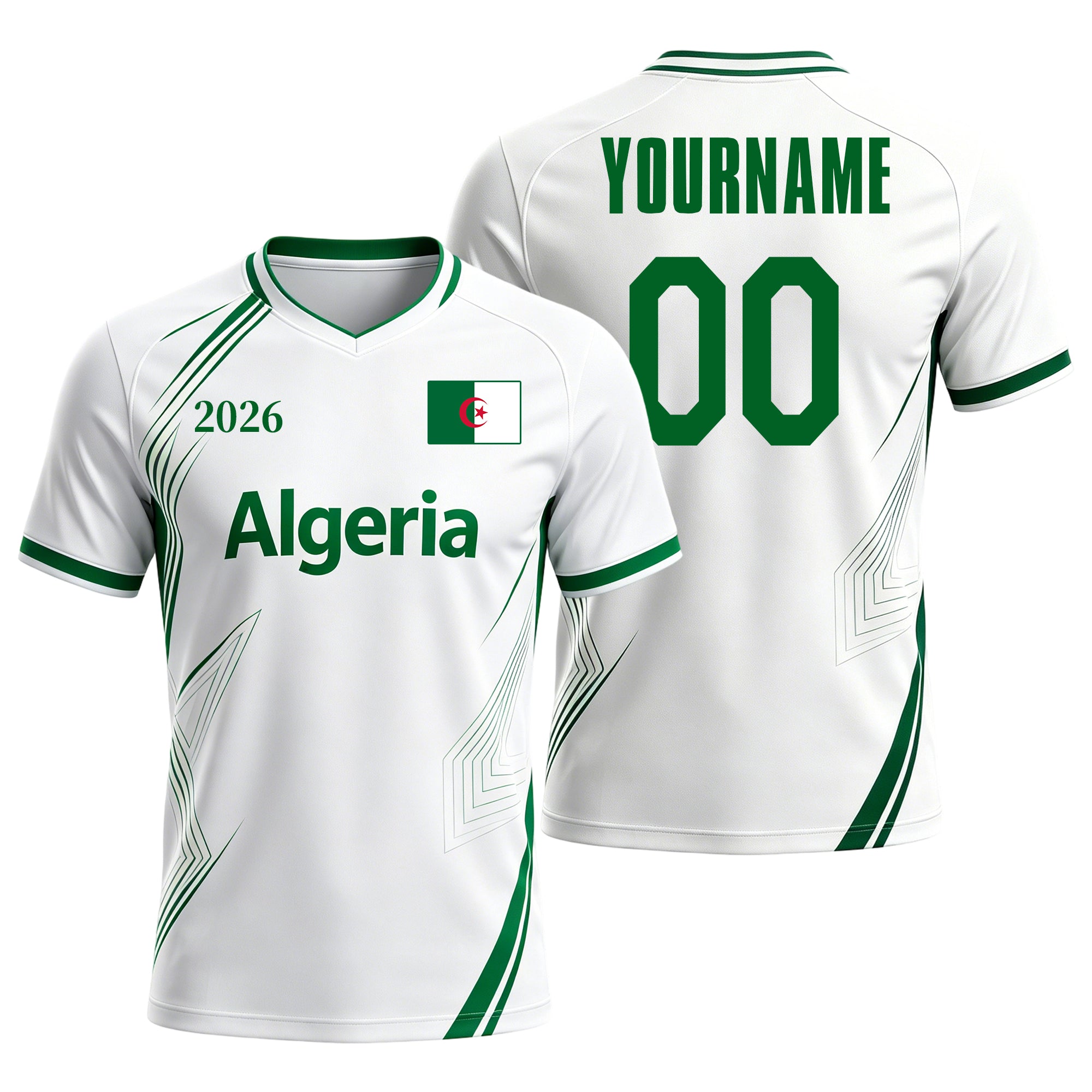 Custom Algeria Soccer Jersey – Personalized Name & Number Football Shirt:2026 Cup Kids Youths Mens Womens Fans