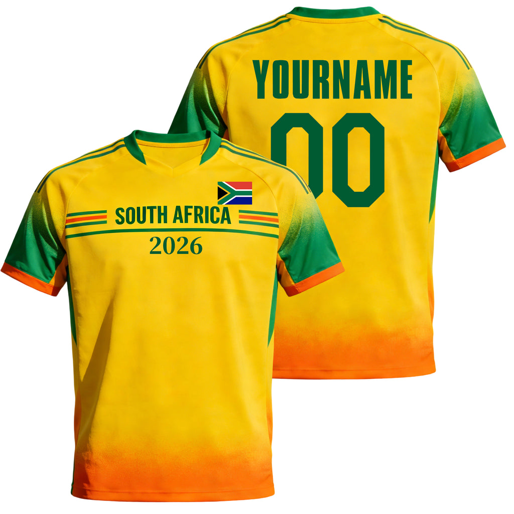 Custom South Africa Soccer Jersey – Personalized Name & Number Football Shirt:2026 Cup Kids Youths Mens Womens Fans