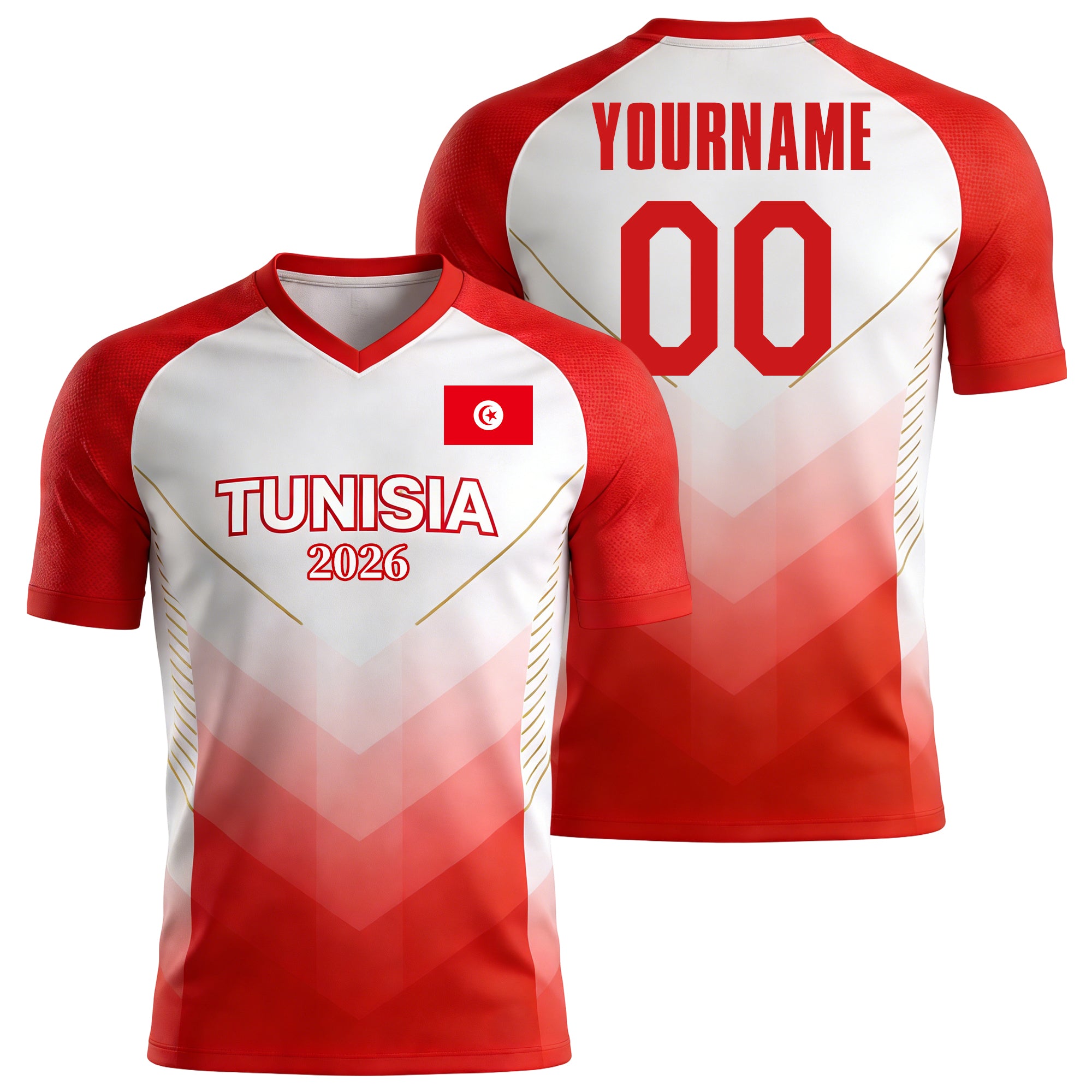 Custom Tunisia Soccer Jersey – Personalized Name & Number Football Shirt:2026 Cup Kids Youths Mens Womens Fans