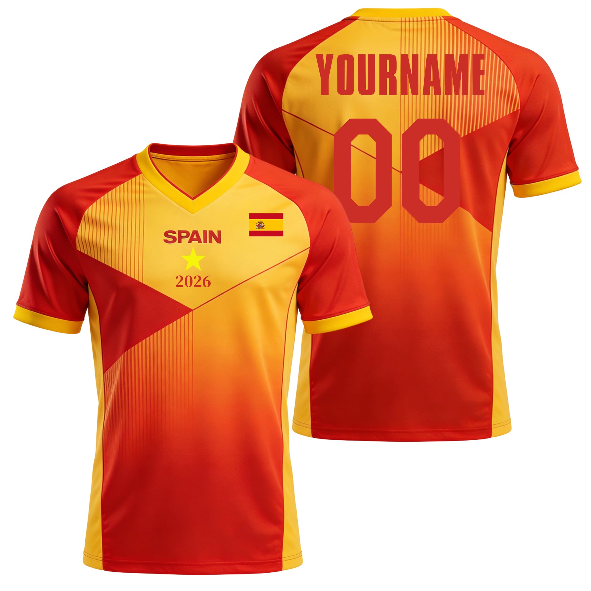 Custom Spain Soccer Jersey – Personalized Name & Number Football Shirt:2026 Cup Kids Youths Mens Womens Fans