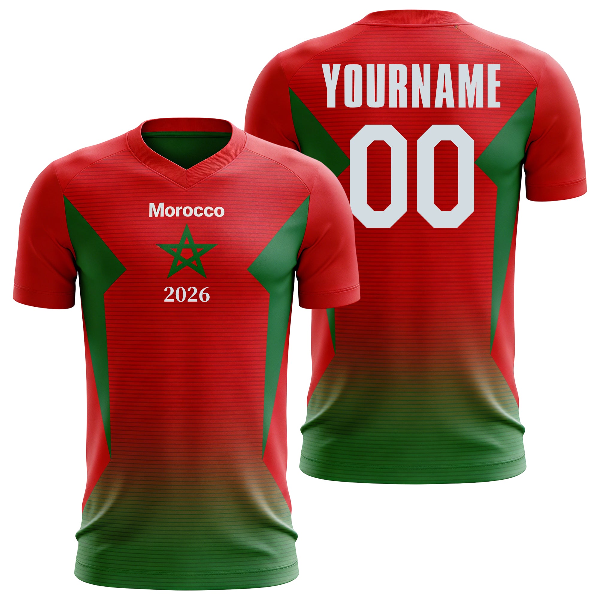 Custom Morocco Soccer Jersey – Personalized Name & Number Football Shirt:2026 Cup Kids Youths Mens Womens Fans