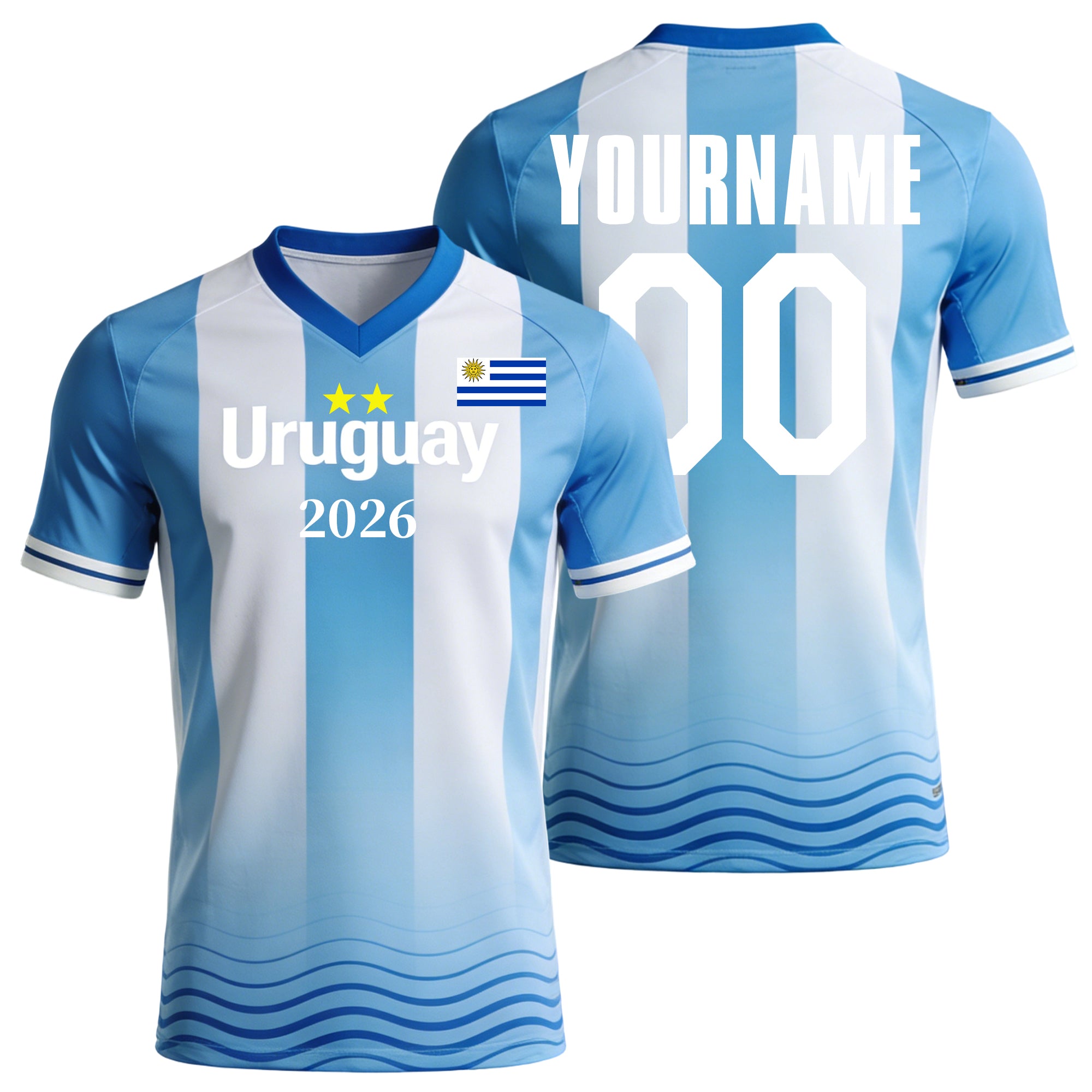 Custom Uruguay Soccer Jersey – Personalized Name & Number Football Shirt:2026 Cup Kids Youths Mens Womens Fans