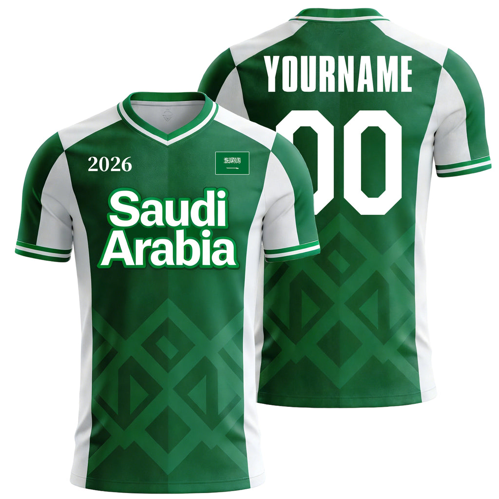 Custom Saudi Arabia Soccer Jersey – Personalized Name & Number Football Shirt:2026 Cup Kids Youths Mens Womens Fans