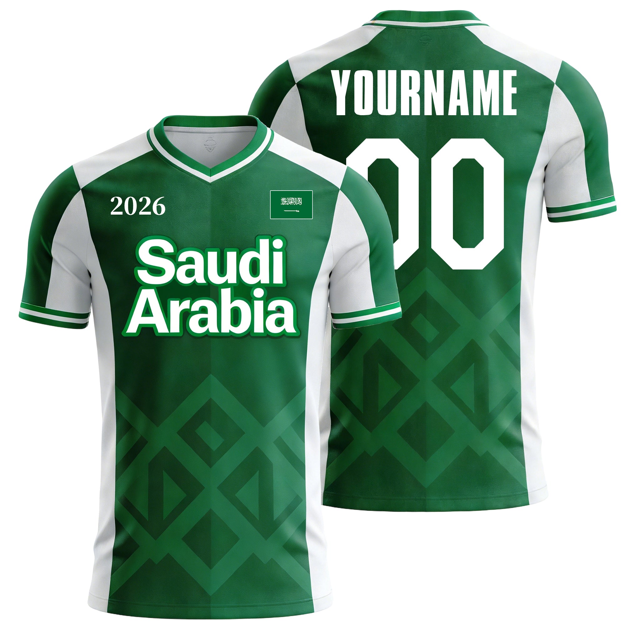 Custom Saudi Arabia Soccer Jersey – Personalized Name & Number Football Shirt:2026 Cup Kids Youths Mens Womens Fans