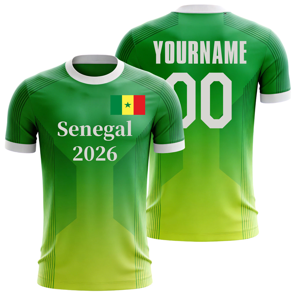 Custom Senegal Soccer Jersey – Personalized Name & Number Football Shirt:2026 Cup Kids Youths Mens Womens Fans