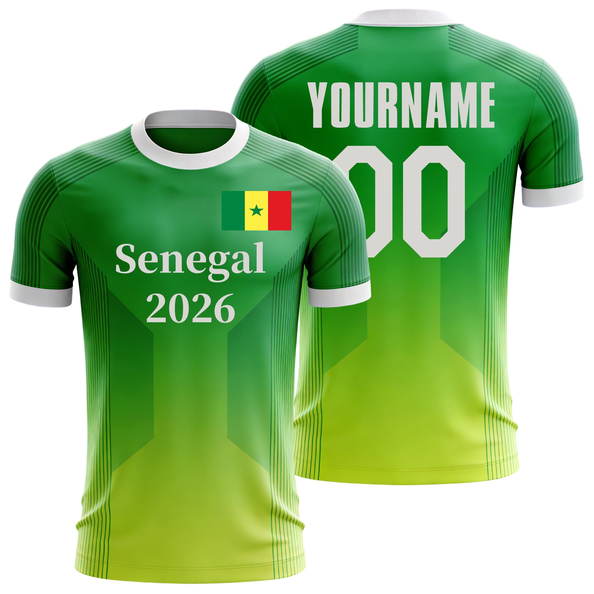 Custom Senegal Soccer Jersey – Personalized Name & Number Football Shirt:2026 Cup Kids Youths Mens Womens Fans