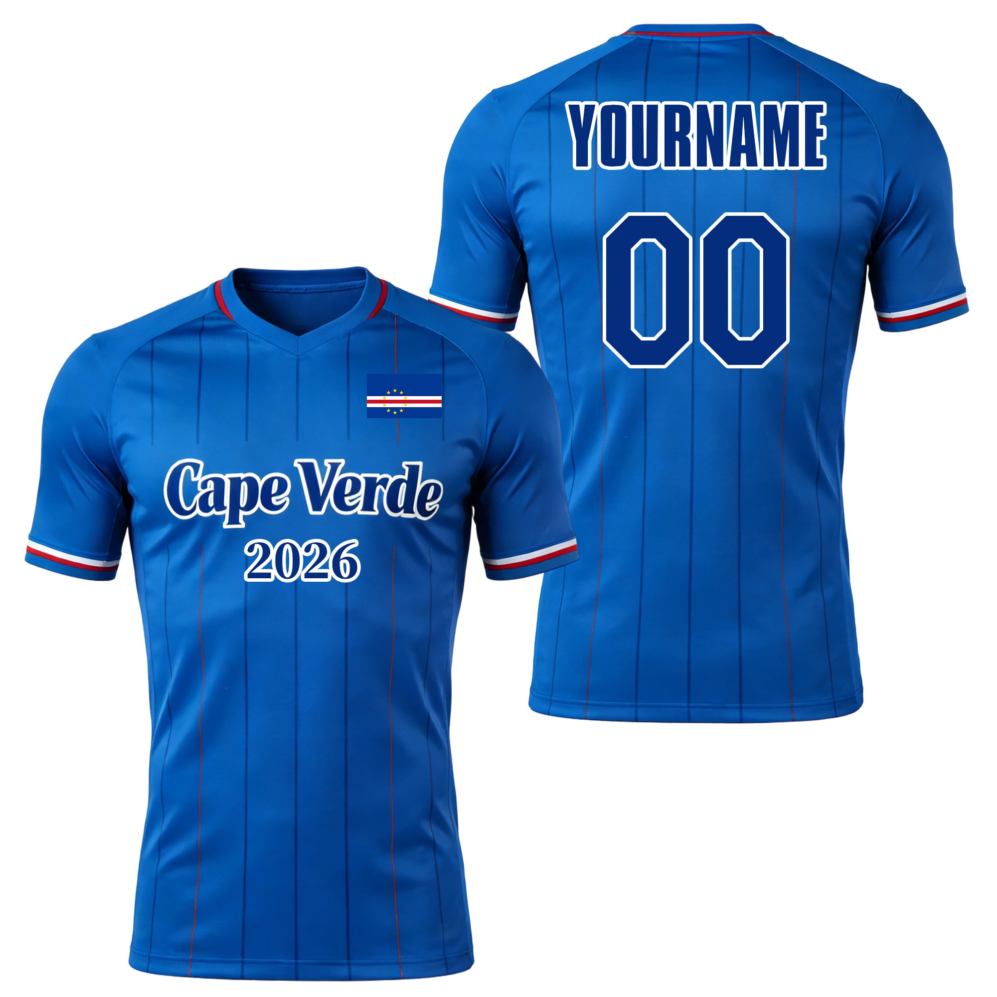 Custom Cape Verde Soccer Jersey – Personalized Name & Number Football Shirt:2026 Cup Kids Youths Mens Womens Fans