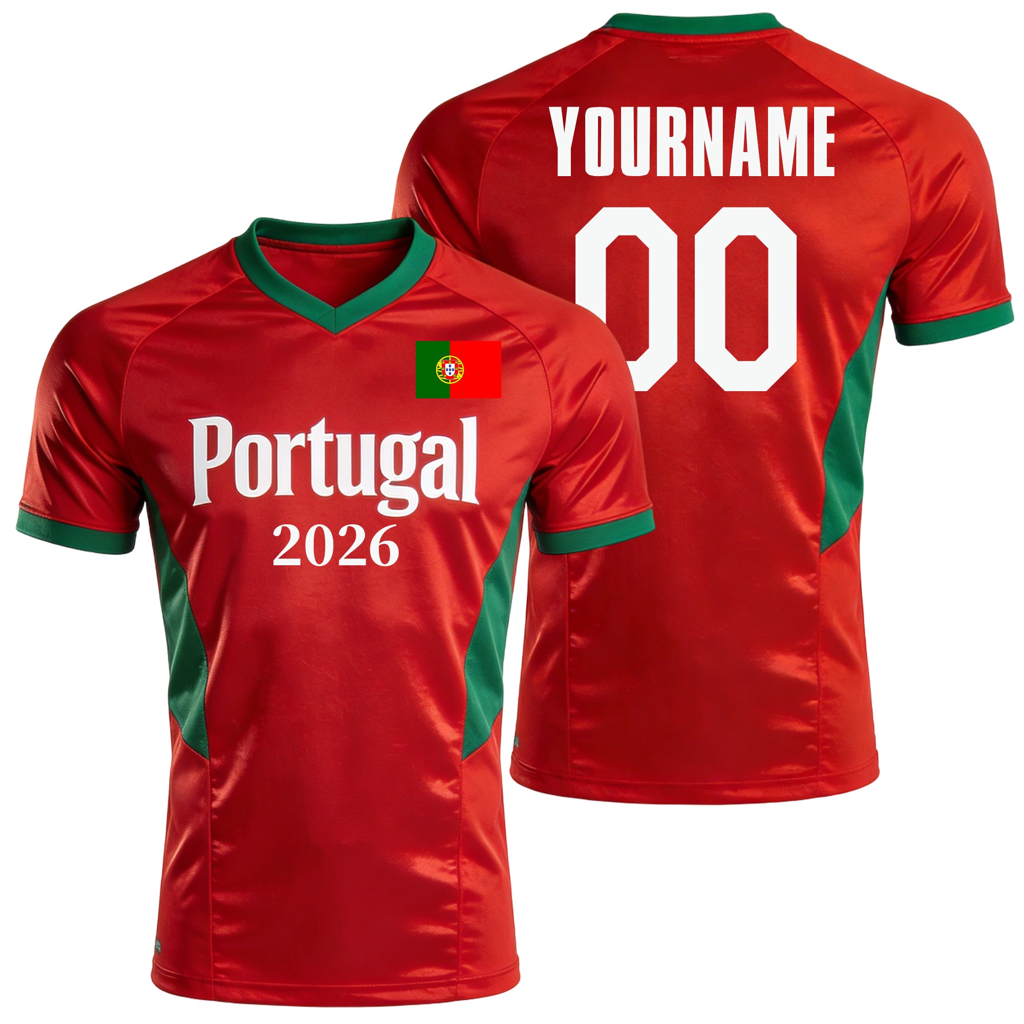 Custom Portugal Soccer Jersey – Personalized Name & Number Football Shirt:2026 Cup Kids Youths Mens Womens Fans