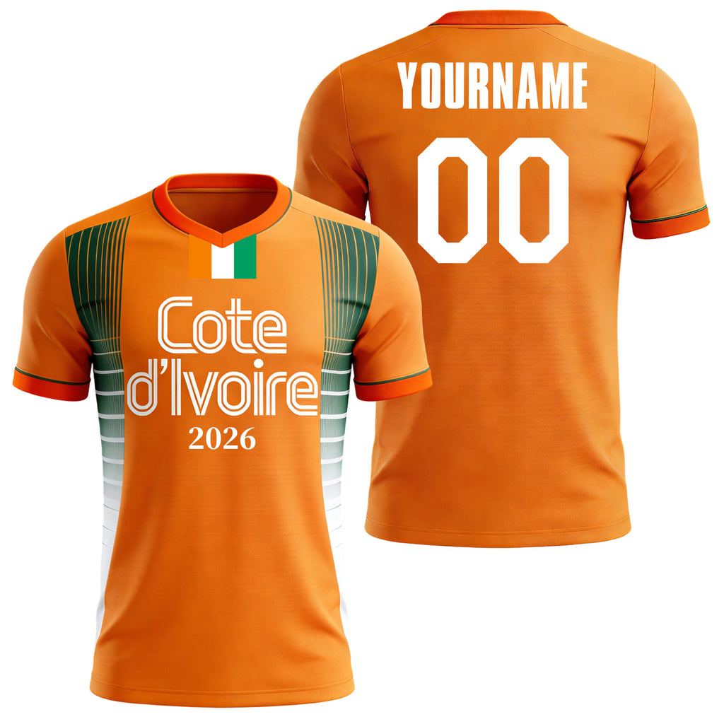 Custom Côte d'Ivoire Soccer Jersey – Personalized Name & Number Football Shirt:2026 Cup Kids Youths Mens Womens Fans