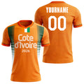 Custom Côte d'Ivoire Soccer Jersey – Personalized Name & Number Football Shirt:2026 Cup Kids Youths Mens Womens Fans