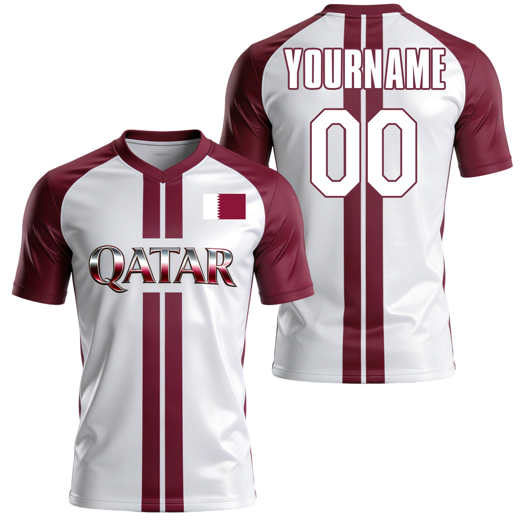 Custom Qatar Soccer Jersey – Personalized Name & Number Football Shirt:2026 Cup Kids Youths Mens Womens Fans