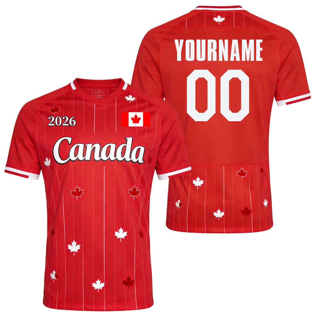 Custom Canada Soccer Jersey – Personalized Name & Number Football Shirt:2026 Cup Kids Youths Mens Womens Fans
