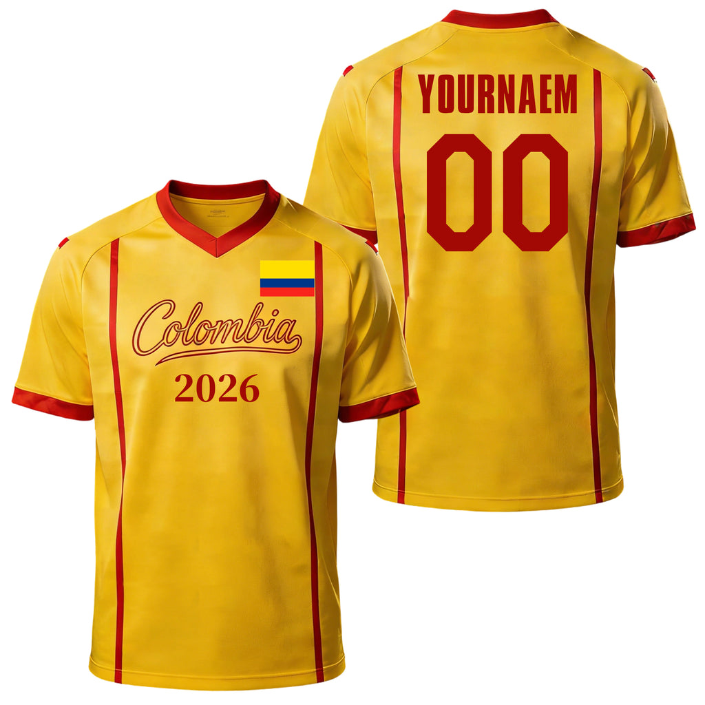 Custom Colombia Soccer Jersey – Personalized Name & Number Football Shirt:2026 Cup Kids Youths Mens Womens Fans