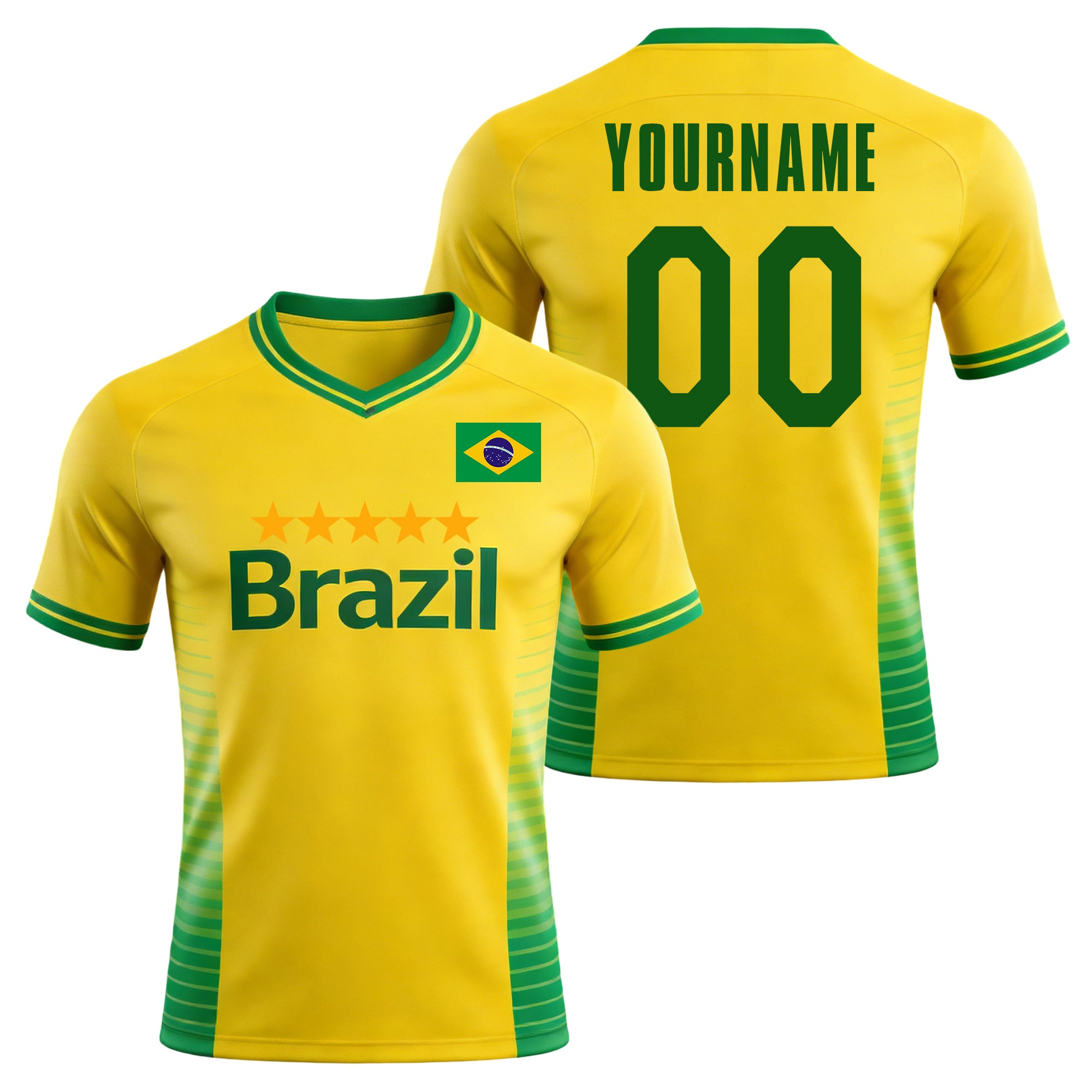 Custom Brazil Soccer Jersey – Personalized Name & Number Football Shirt:2026 Cup Kids Youths Mens Womens Fans