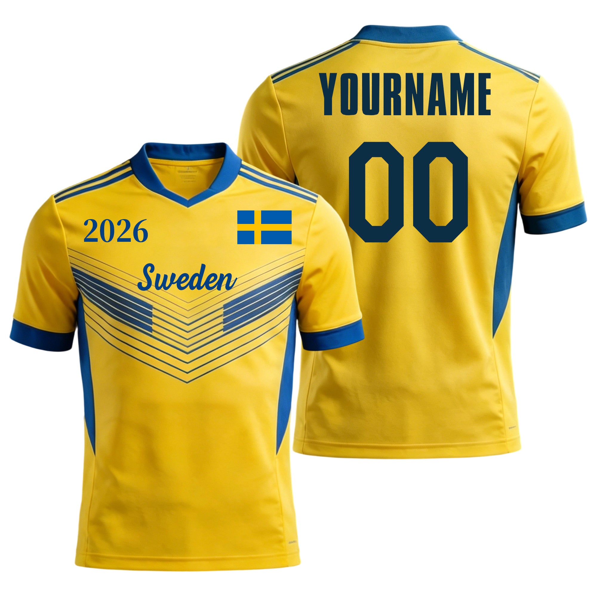 Custom Sweden Soccer Jersey – Personalized Name & Number Football Shirt:2026 Cup Kids Youths Mens Womens Fans