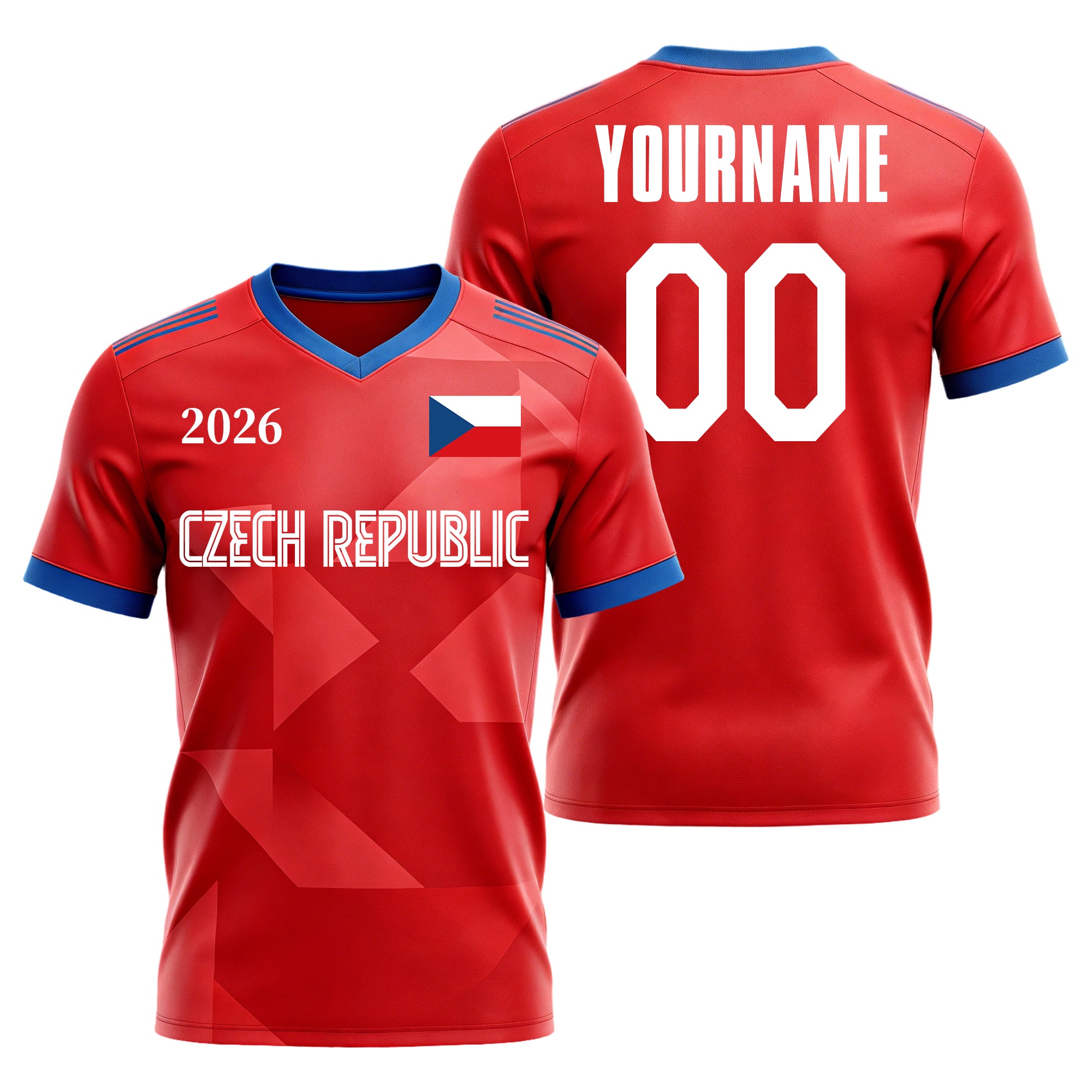 Custom Czech Republic Soccer Jersey – Personalized Name & Number Football Shirt:2026 Cup Kids Youths Mens Womens Fans