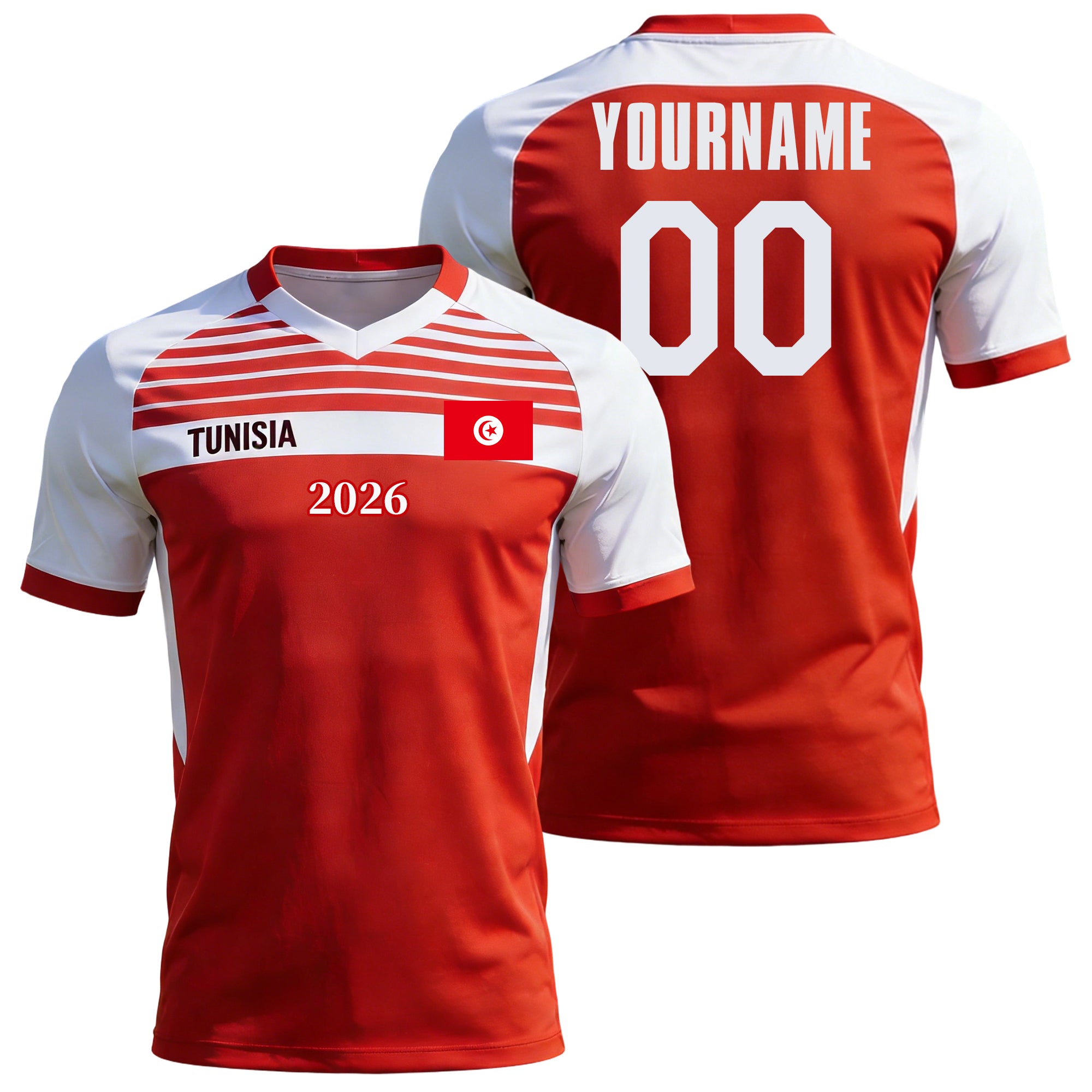 Custom Tunisia Soccer Jersey – Personalized Name & Number Football Shirt:2026 Cup Kids Youths Mens Womens Fans