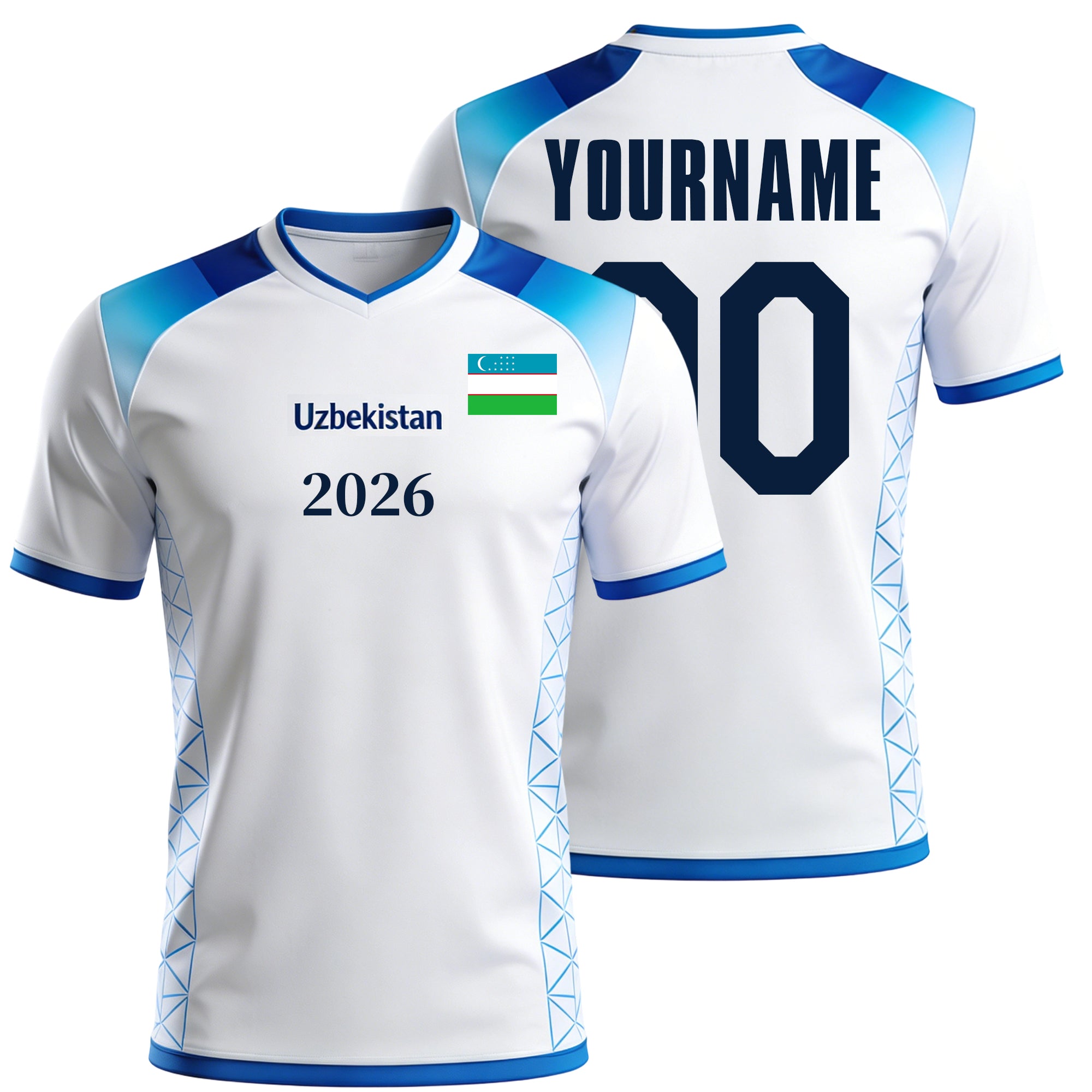 Custom Uzbekistan Soccer Jersey – Personalized Name & Number Football Shirt:2026 Cup Kids Youths Mens Womens Fans