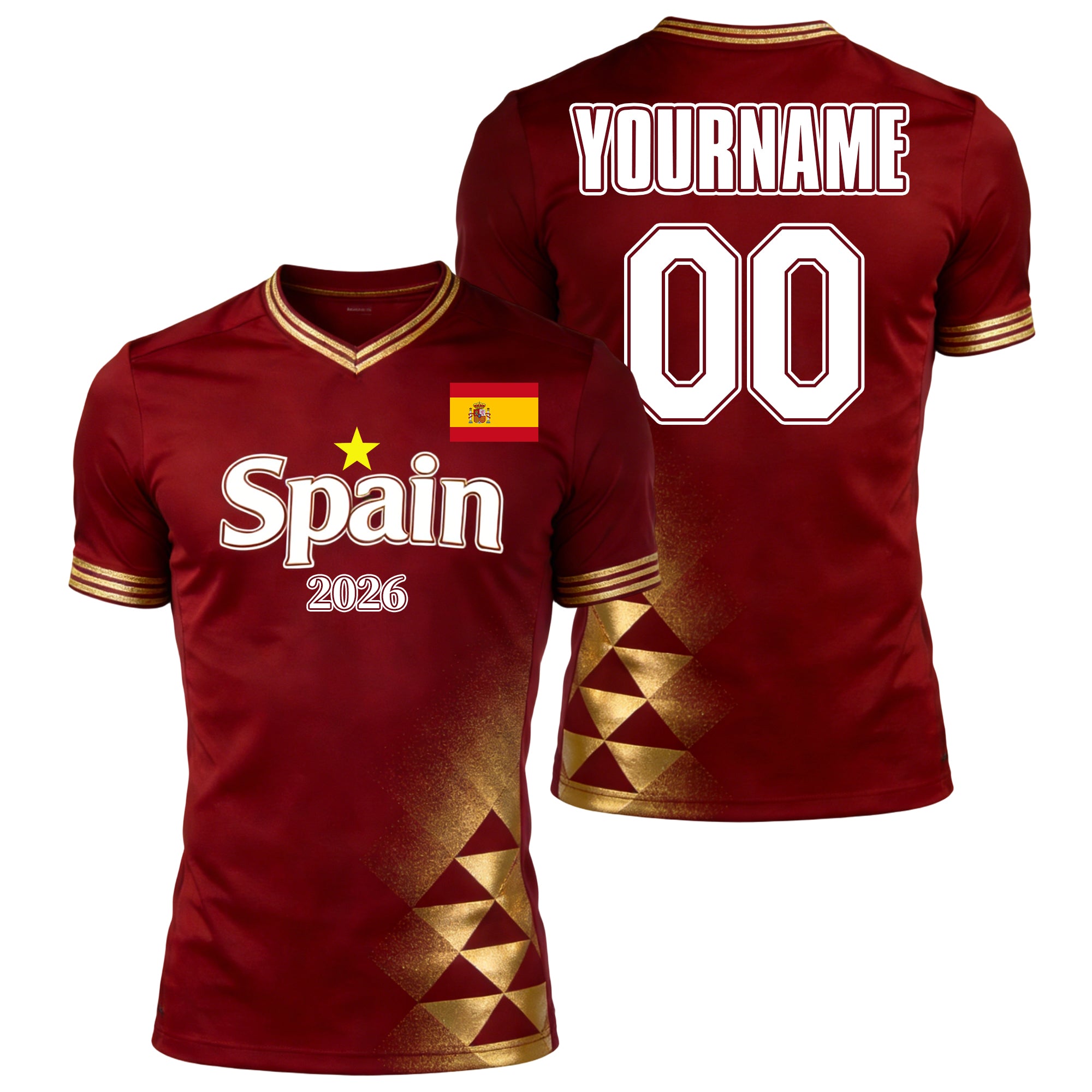 Custom Spain Soccer Jersey – Personalized Name & Number Football Shirt:2026 Cup Kids Youths Mens Womens Fans