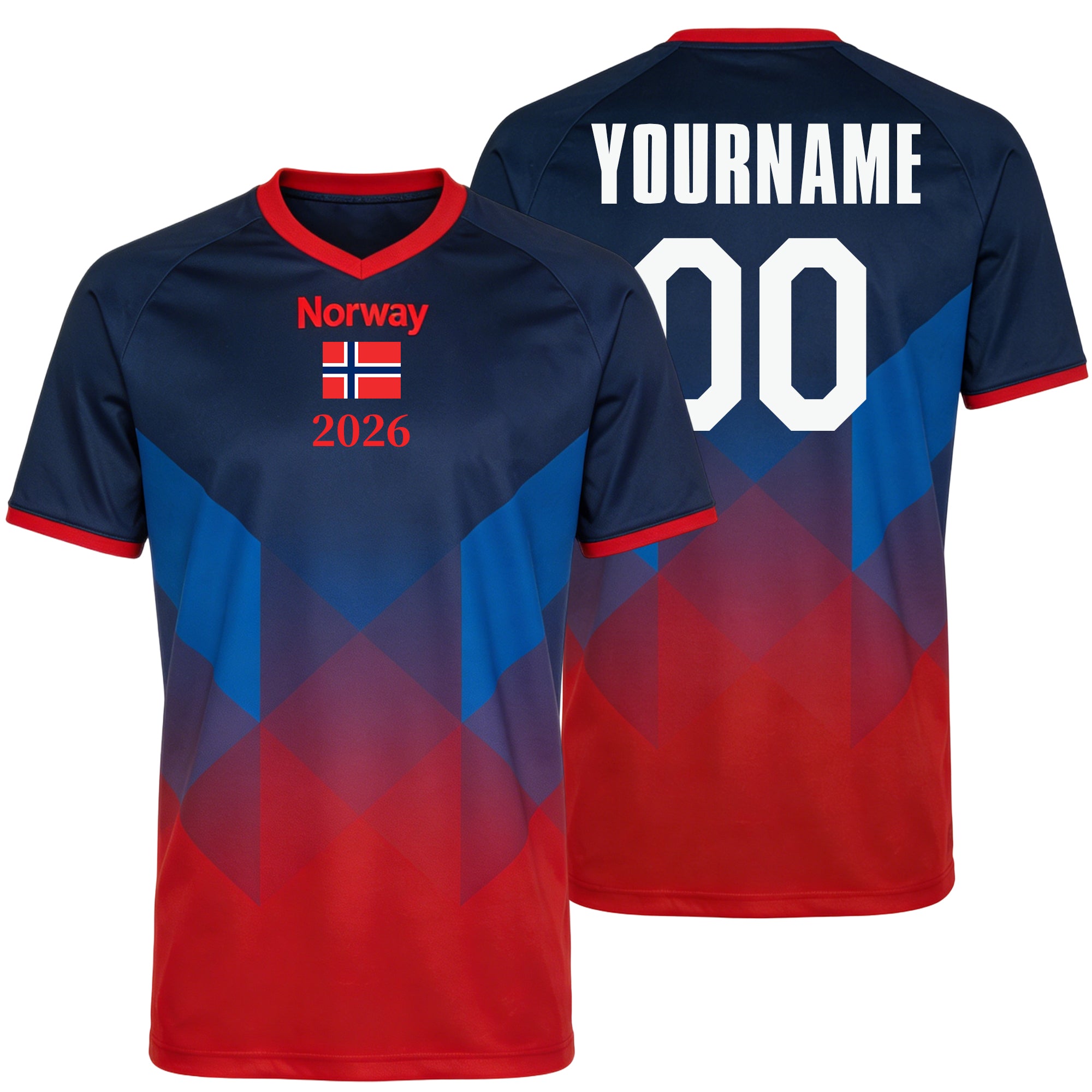 Custom Norway Soccer Jersey – Personalized Name & Number Football Shirt:2026 Cup Kids Youths Mens Womens Fans