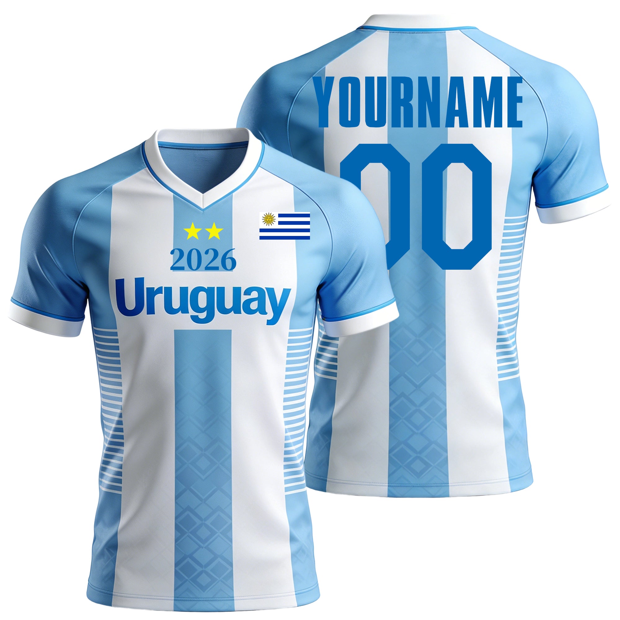 Custom Uruguay Soccer Jersey – Personalized Name & Number Football Shirt:2026 Cup Kids Youths Mens Womens Fans