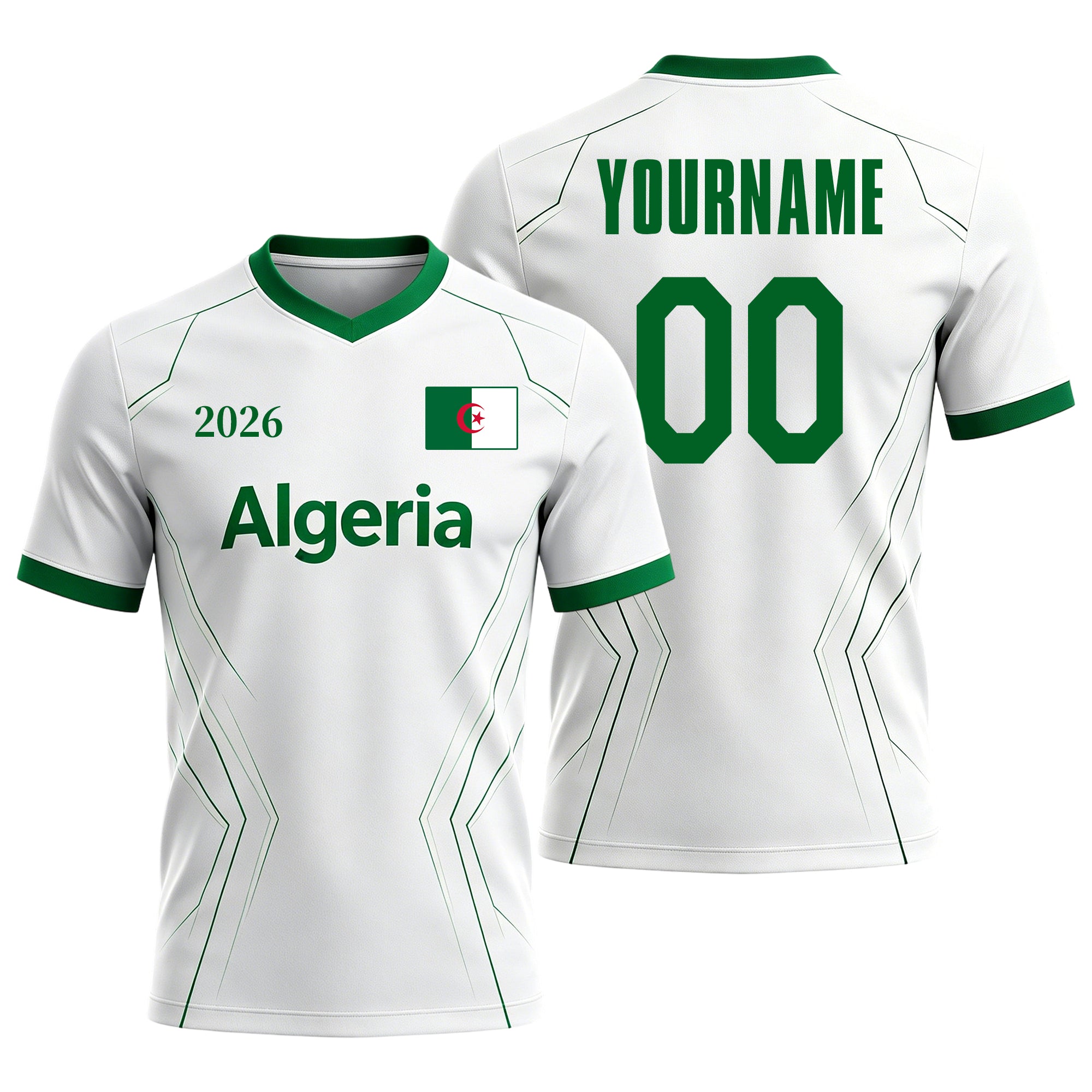Custom Algeria Soccer Jersey – Personalized Name & Number Football Shirt:2026 Cup Kids Youths Mens Womens Fans