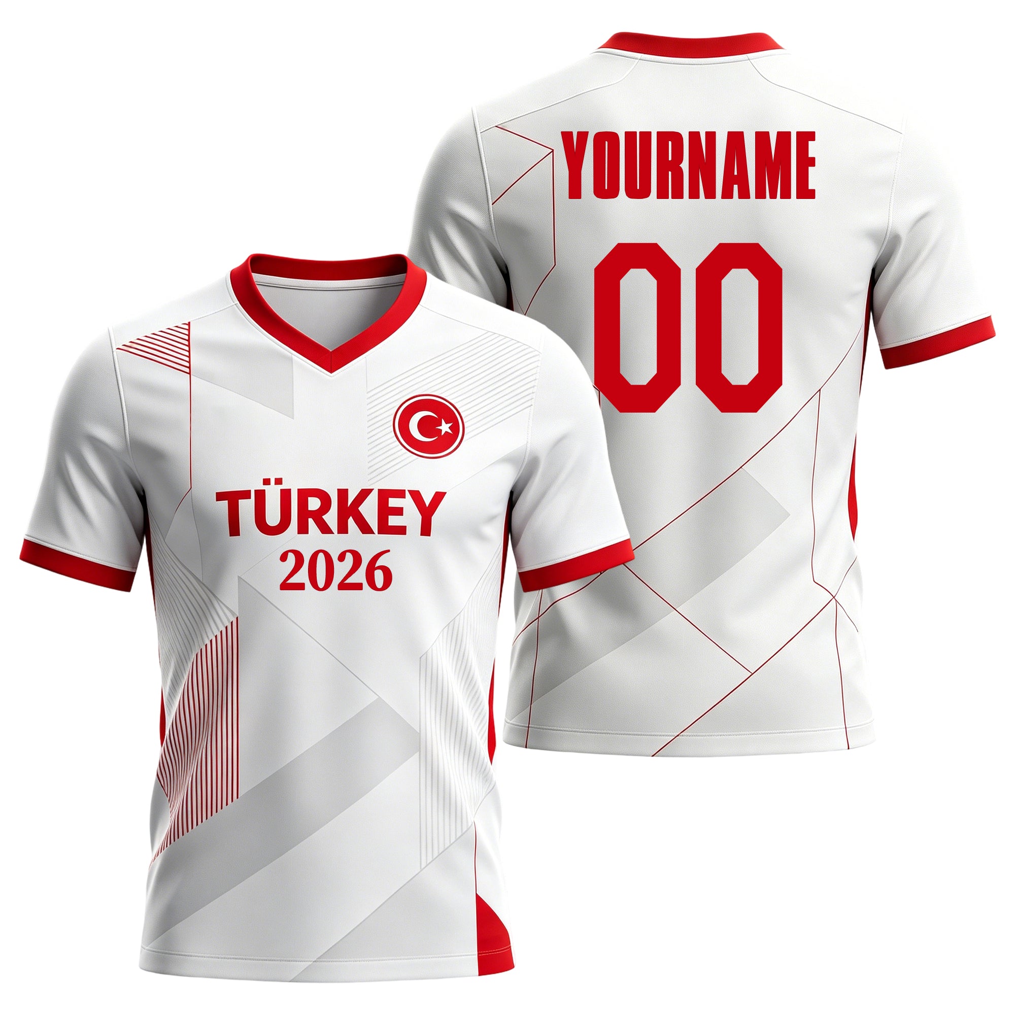 Custom Türkiye Soccer Jersey – Personalized Name & Number Football Shirt:2026 Cup Kids Youths Mens Womens Fans