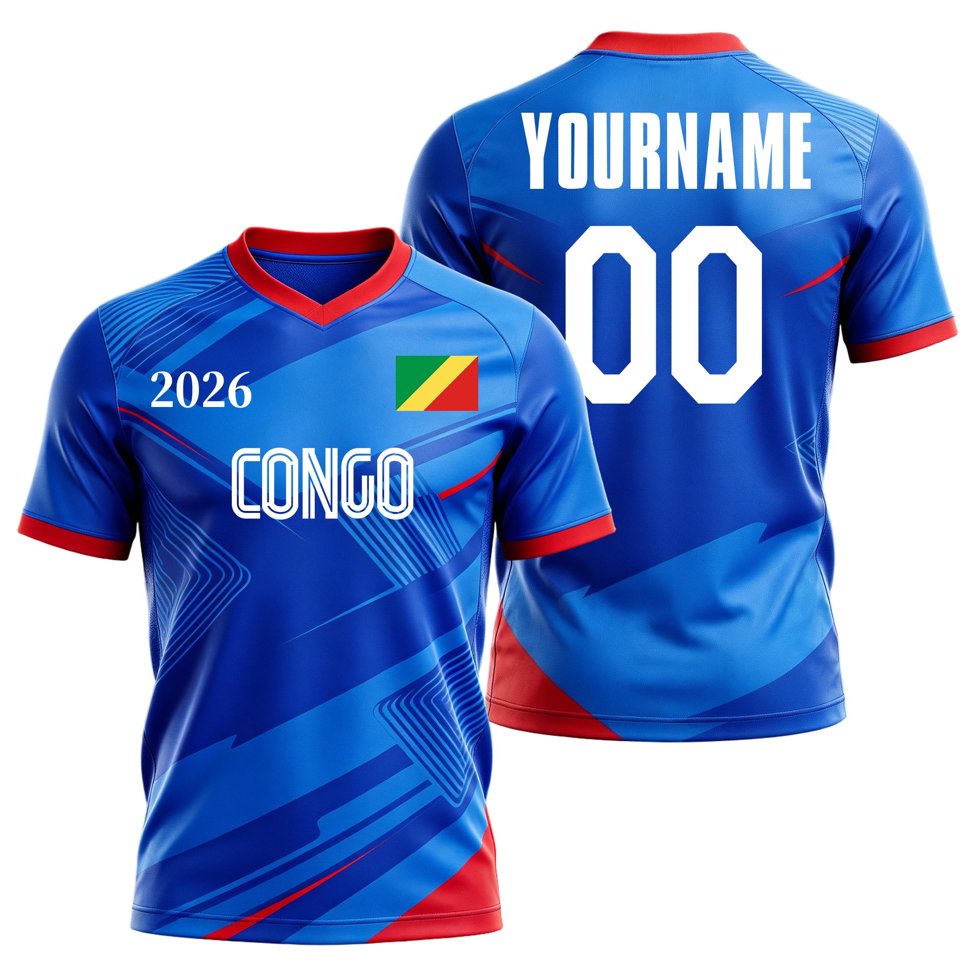Custom Congo Soccer Jersey – Personalized Name & Number Football Shirt:2026 Cup Kids Youths Mens Womens Fans