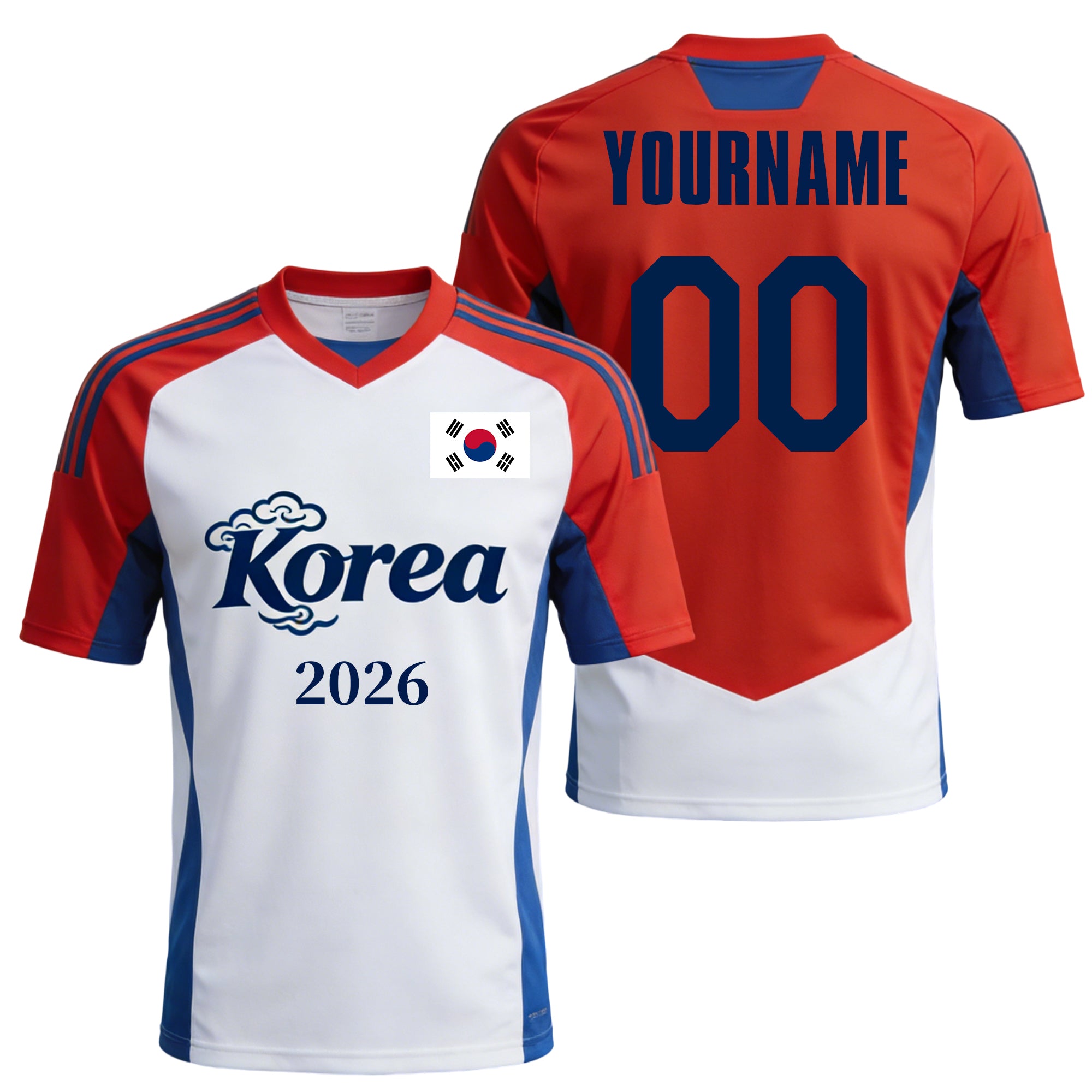 Custom Korea Soccer Jersey – Personalized Name & Number Football Shirt:2026 Cup Kids Youths Mens Womens Fans