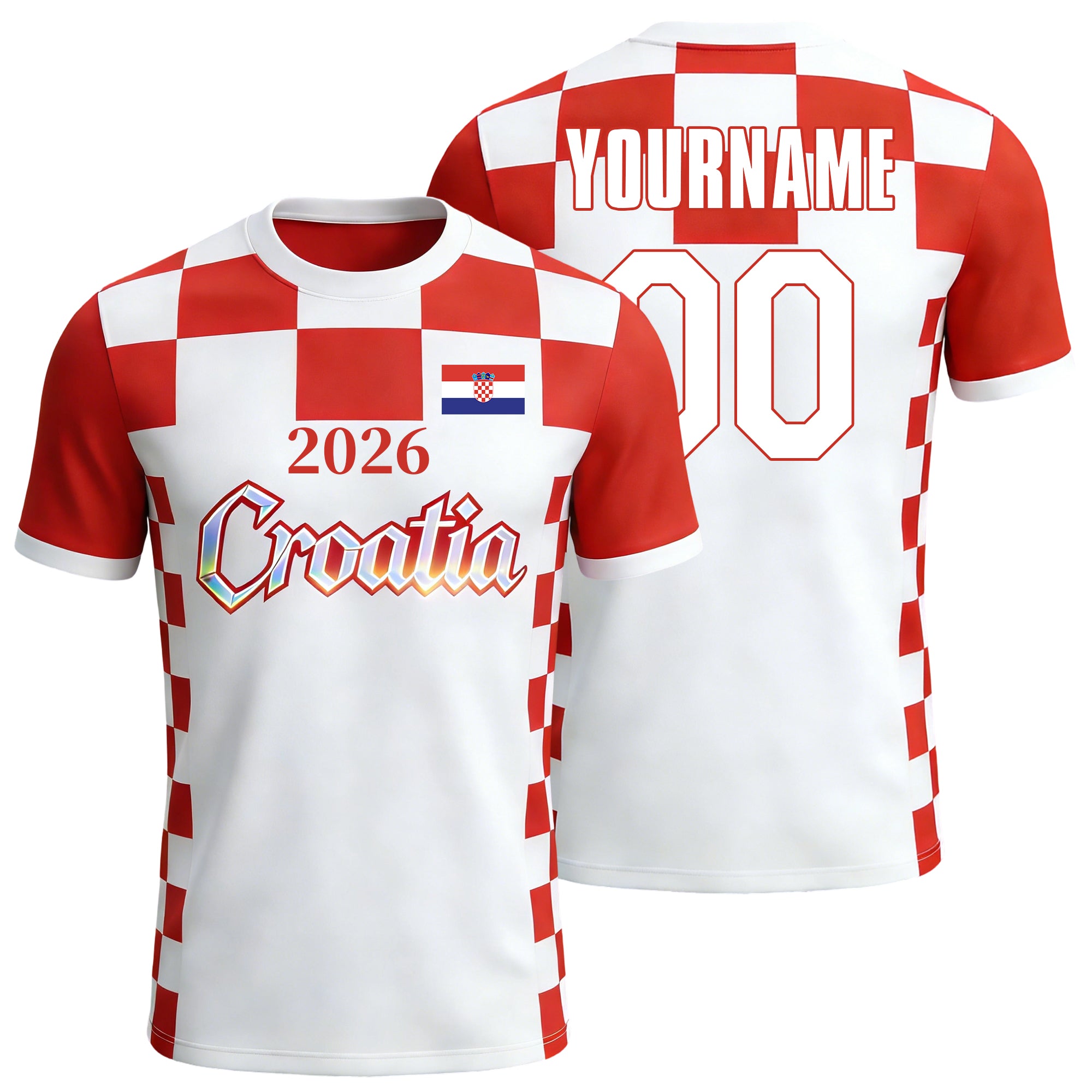 Custom Croatia Soccer Jersey – Personalized Name & Number Football Shirt:2026 Cup Kids Youths Mens Womens Fans