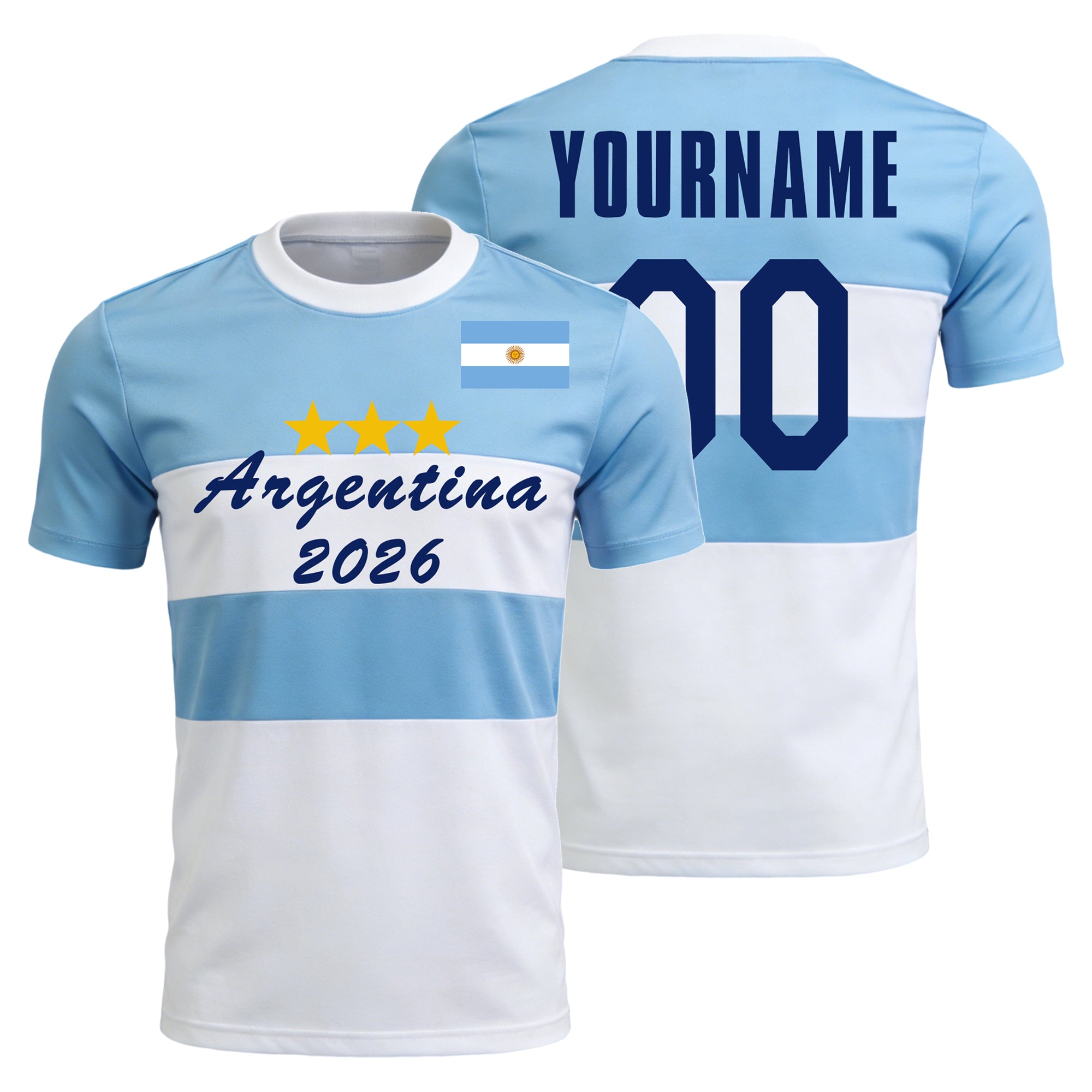 Custom Argentina Soccer Jersey – Personalized Name & Number Football Shirt:2026 Cup Kids Youths Mens Womens Fans
