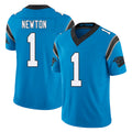 Carolina #1 Newton Player Football V Neck Short Sleeve Blue Jersey Cam For Men Youth Women Gift