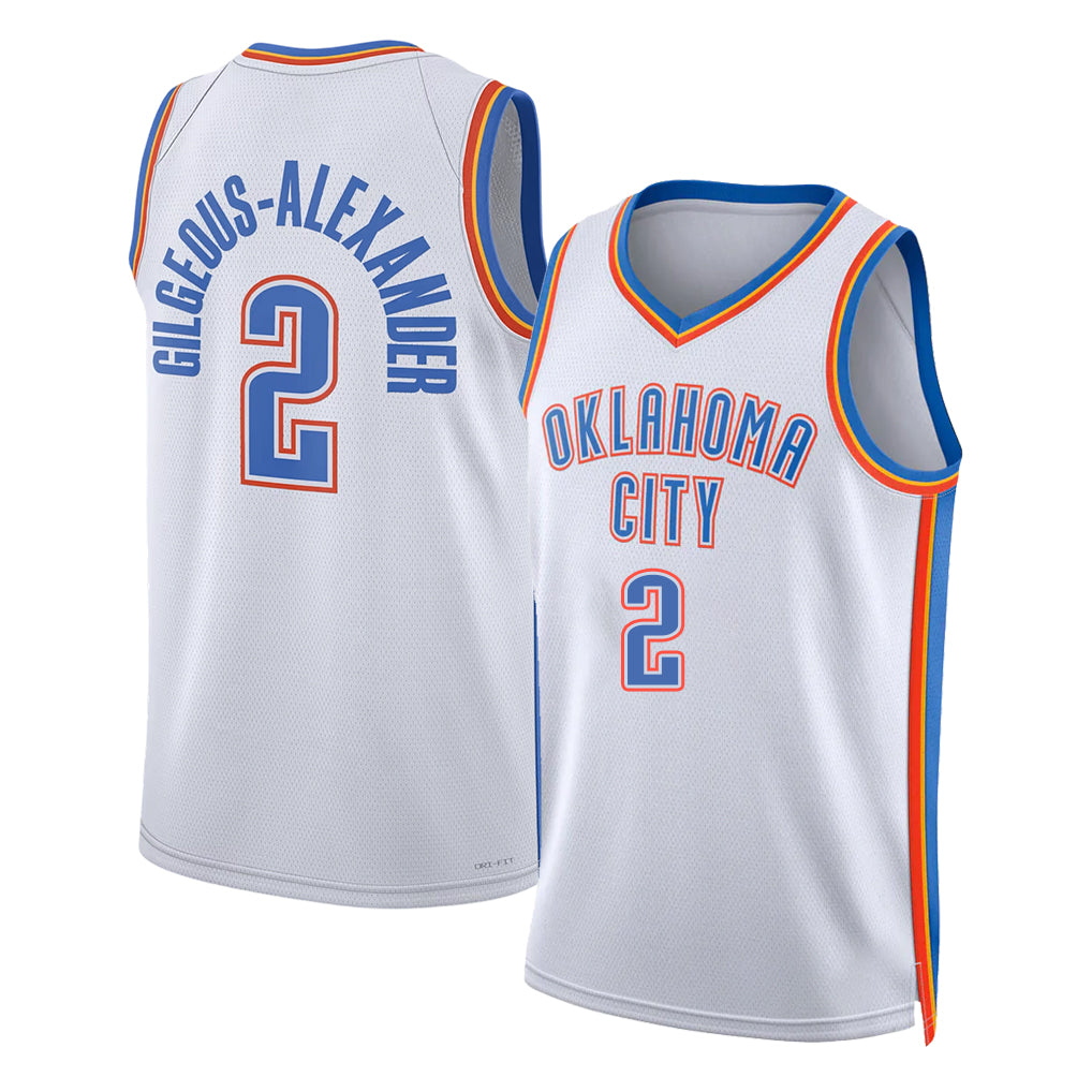 Oklahoma City #2 Gilgeous-Alexander Player Basketball Sleeveless White Jersey Shai For Adult Youth