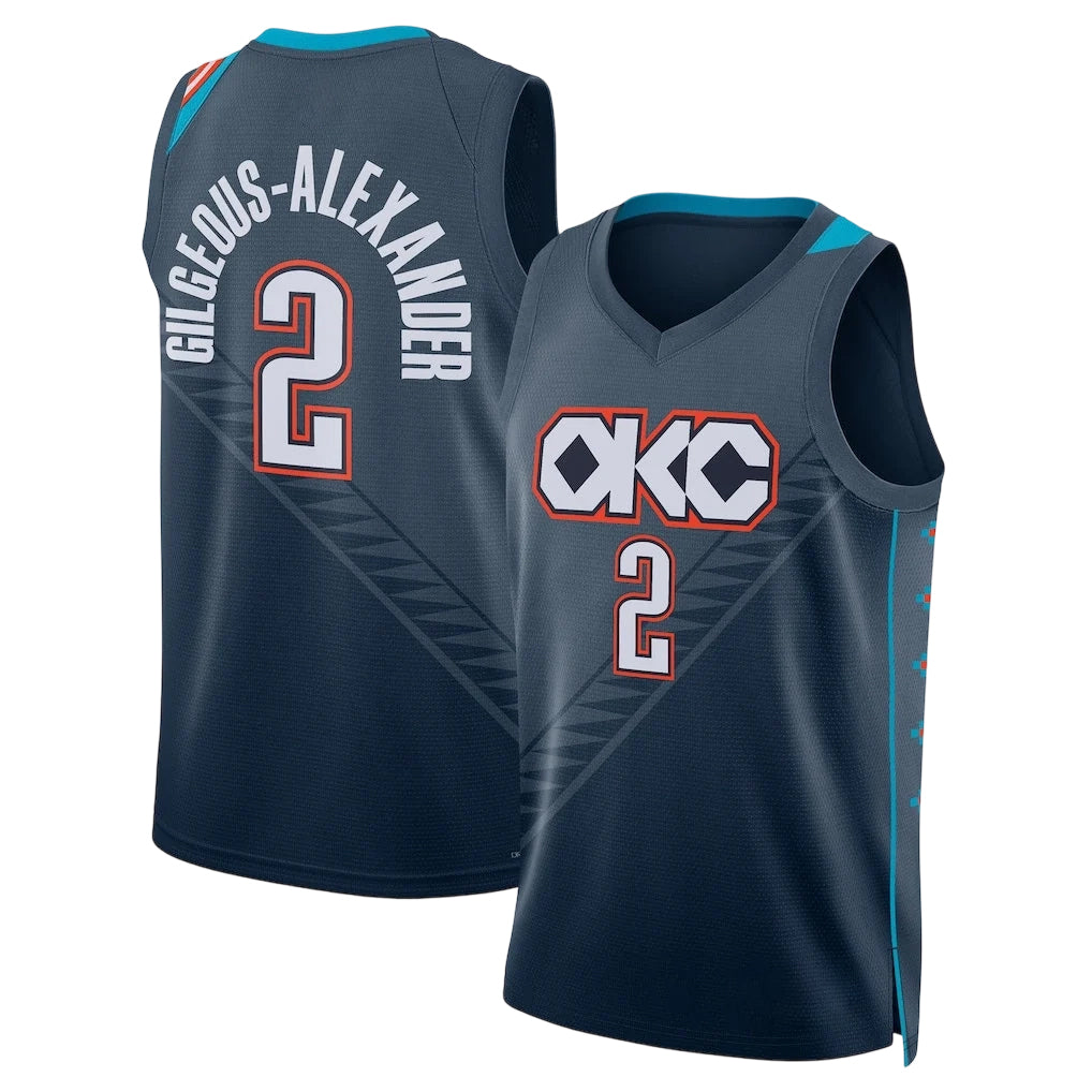 Oklahoma City #2 Gilgeous-Alexander Player Basketball Sleeveless Navy Jersey Shai For Adult Youth