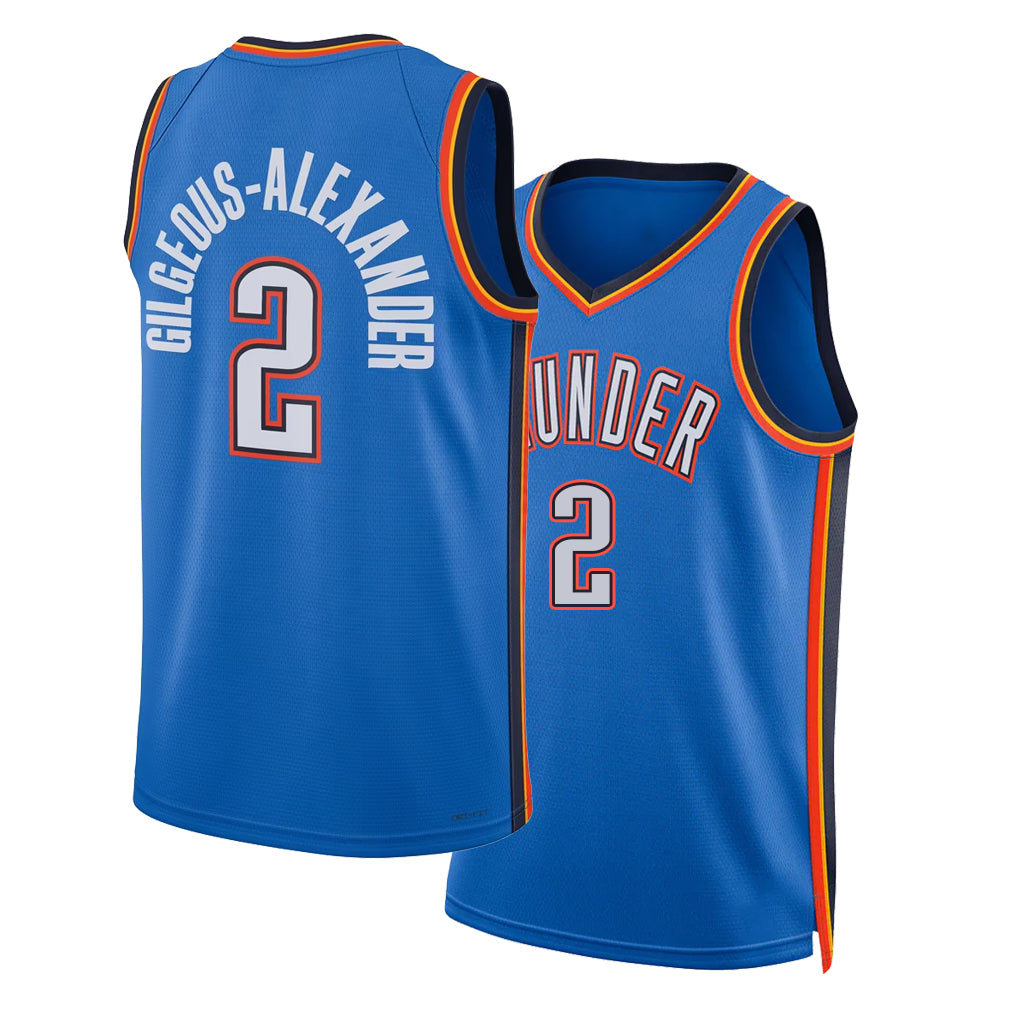 Oklahoma City #2 Gilgeous-Alexander Player Basketball Sleeveless Blue Jersey Shai For Adult Youth