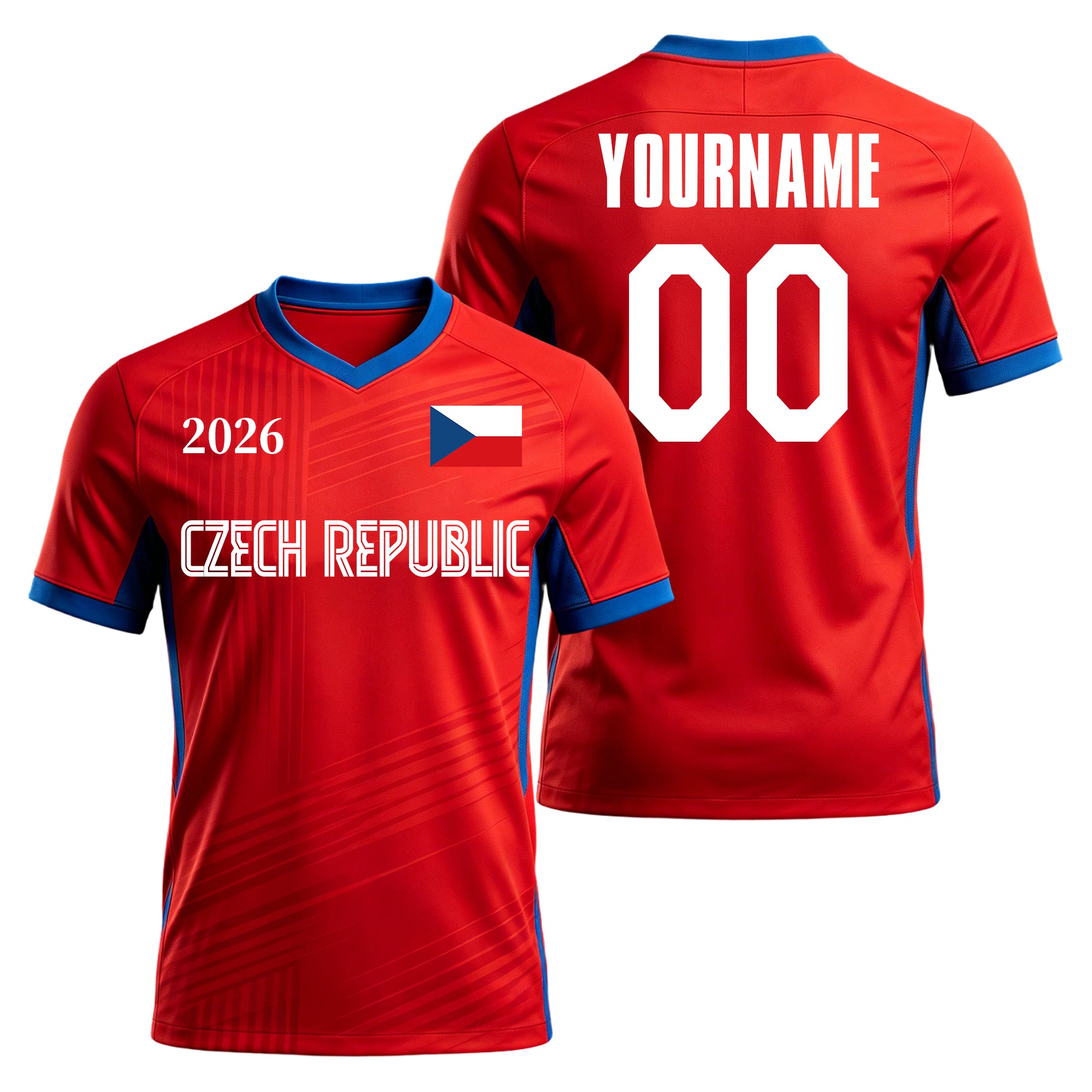 Custom Czech Republic Soccer Jersey – Personalized Name & Number Football Shirt:2026 Cup Kids Youths Mens Womens Fans