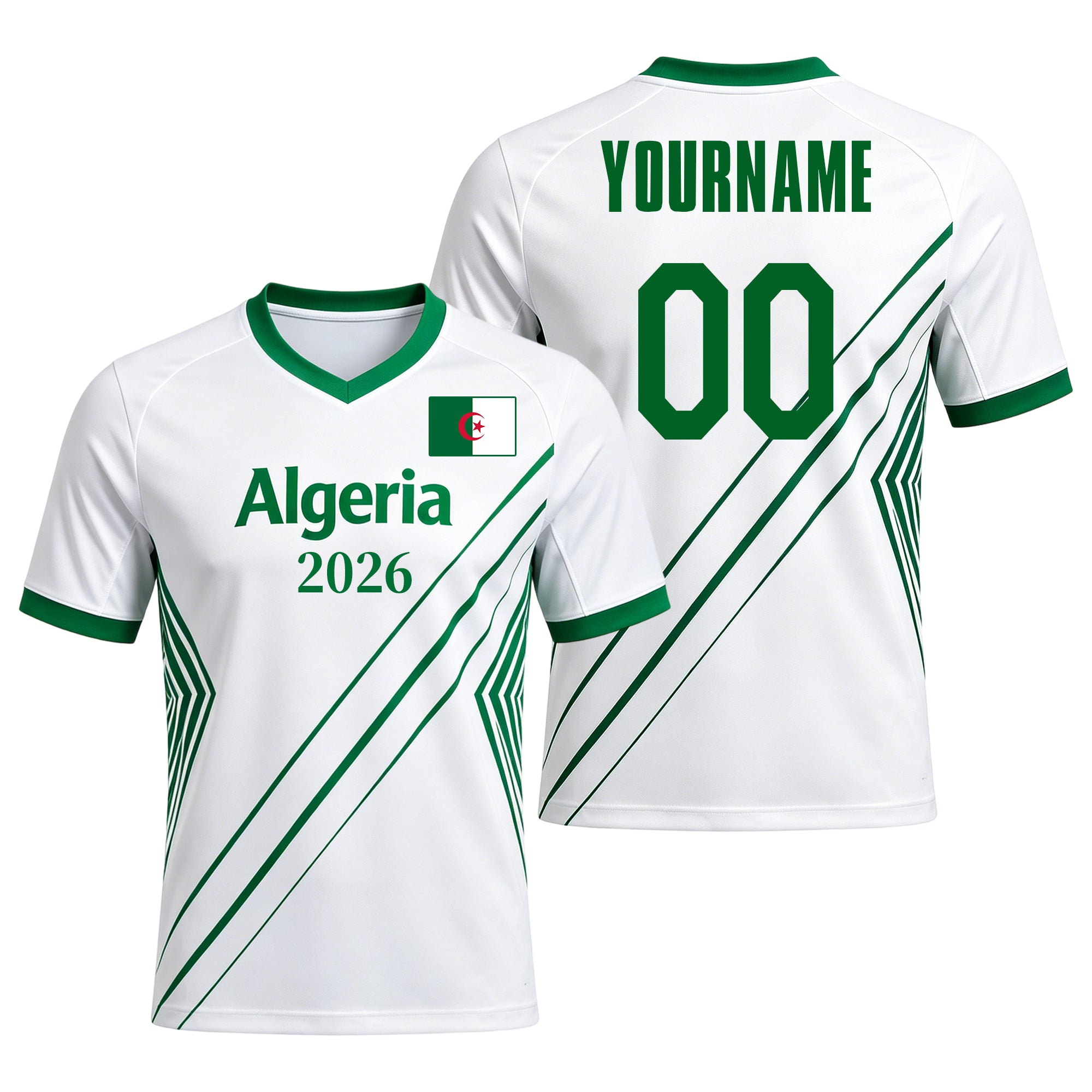 Custom Algeria Soccer Jersey – Personalized Name & Number Football Shirt:2026 Cup Kids Youths Mens Womens Fans