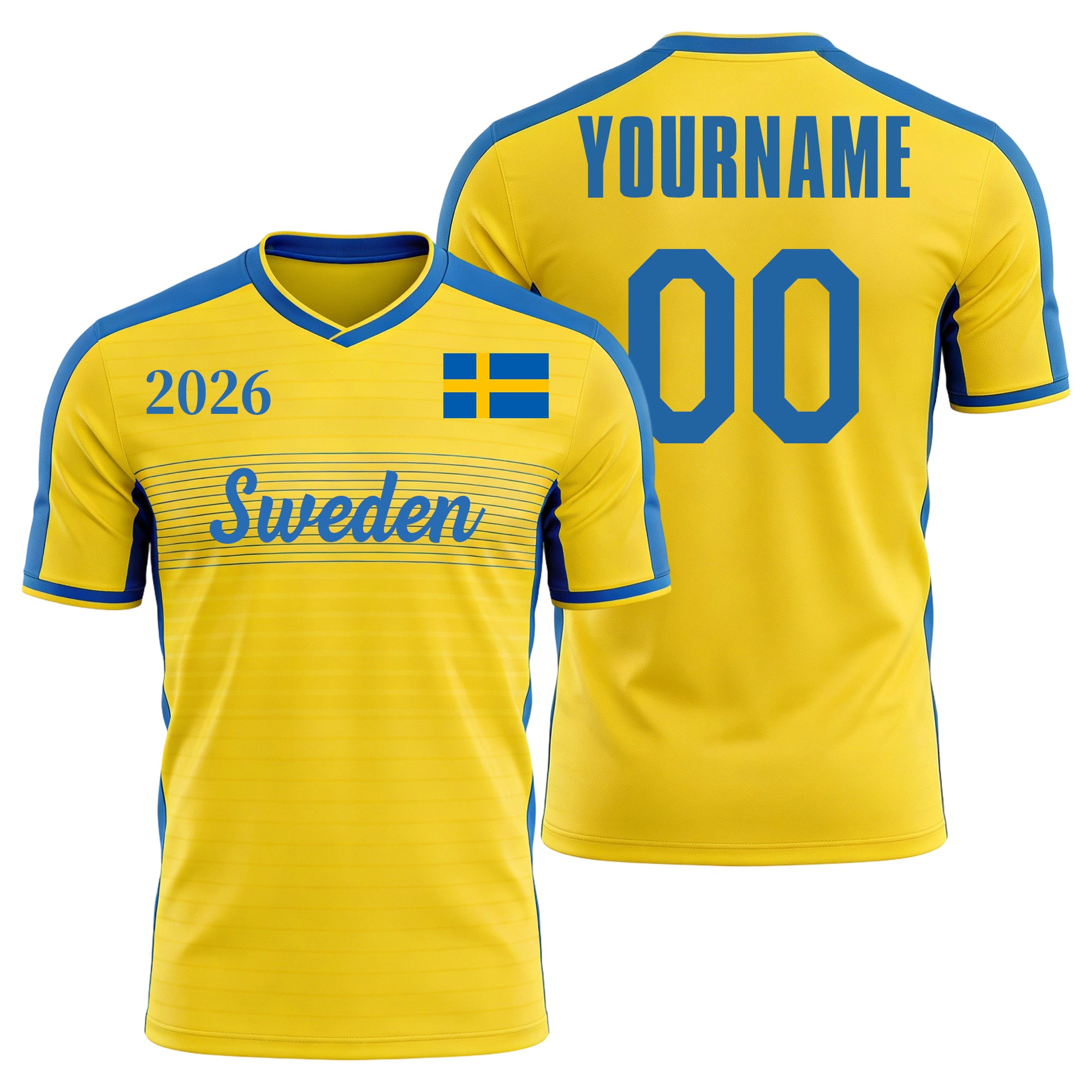 Custom Sweden Soccer Jersey – Personalized Name & Number Football Shirt:2026 Cup Kids Youths Mens Womens Fans