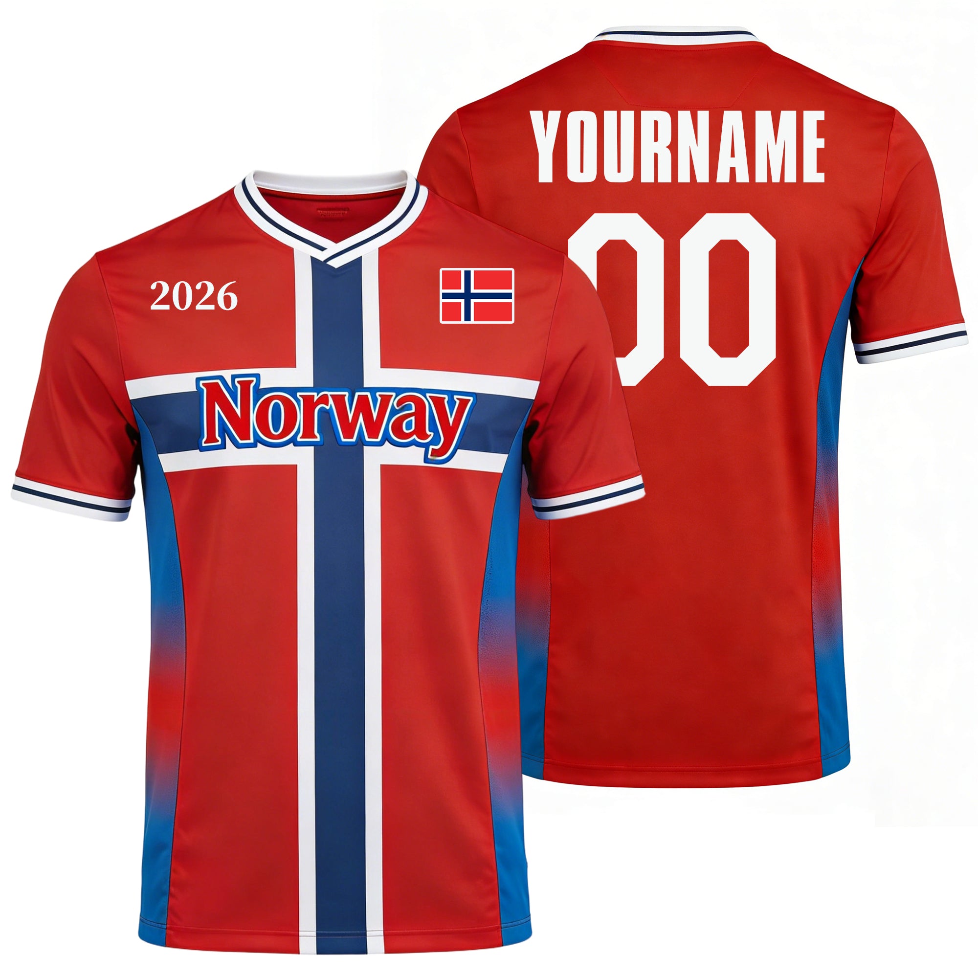 Custom Norway Soccer Jersey – Personalized Name & Number Football Shirt:2026 Cup Kids Youths Mens Womens Fans