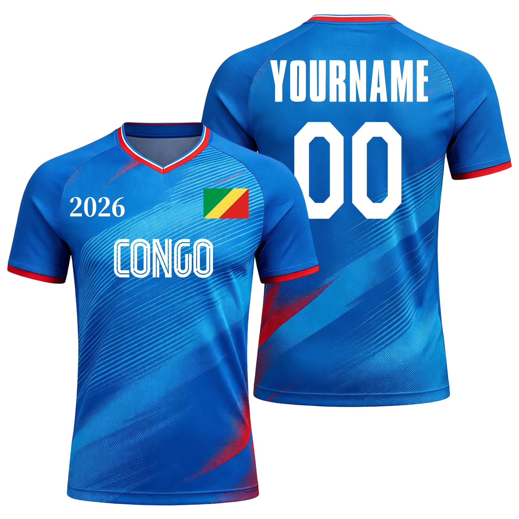 Custom Congo Soccer Jersey – Personalized Name & Number Football Shirt:2026 Cup Kids Youths Mens Womens Fans