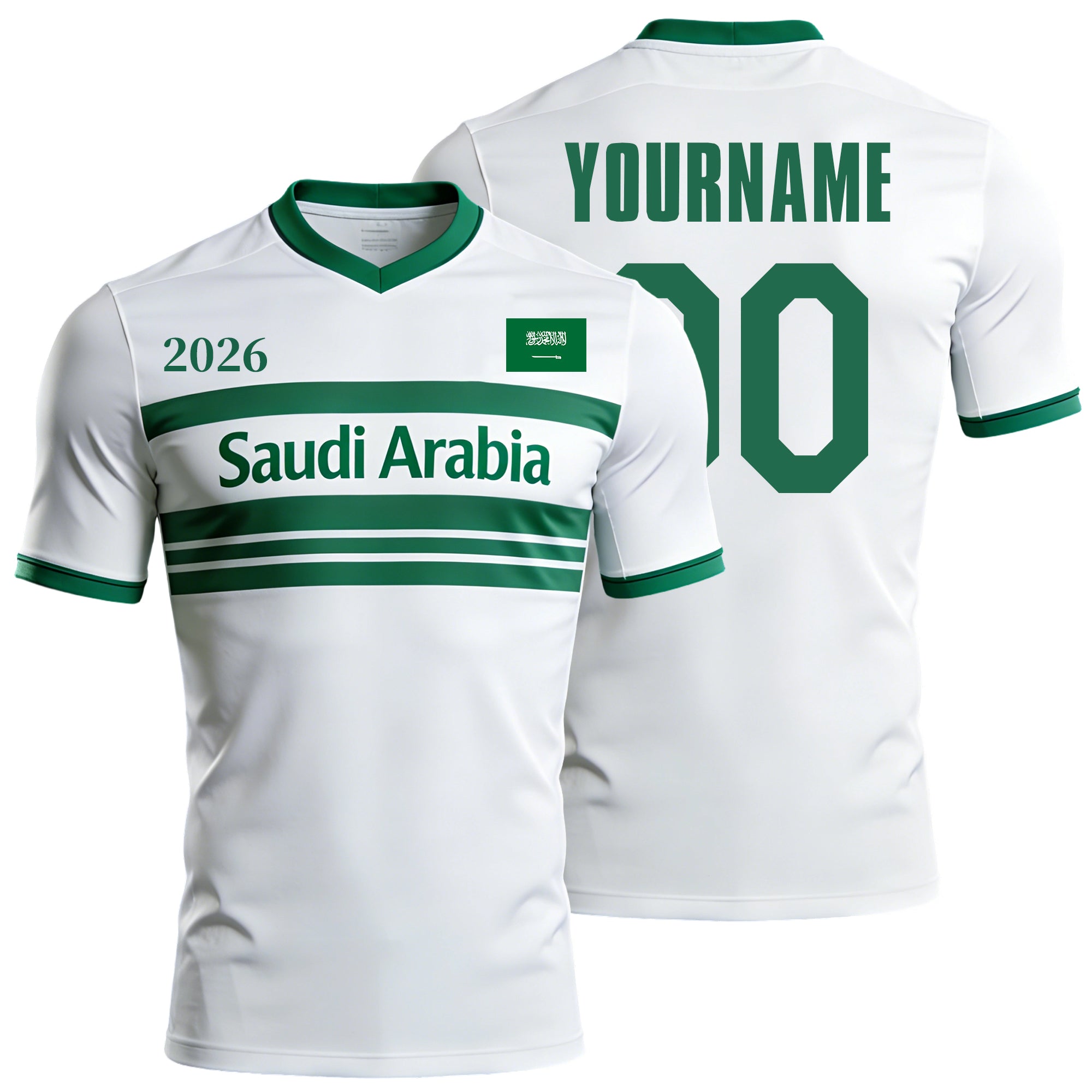 Custom Saudi Arabia Soccer Jersey – Personalized Name & Number Football Shirt:2026 Cup Kids Youths Mens Womens Fans