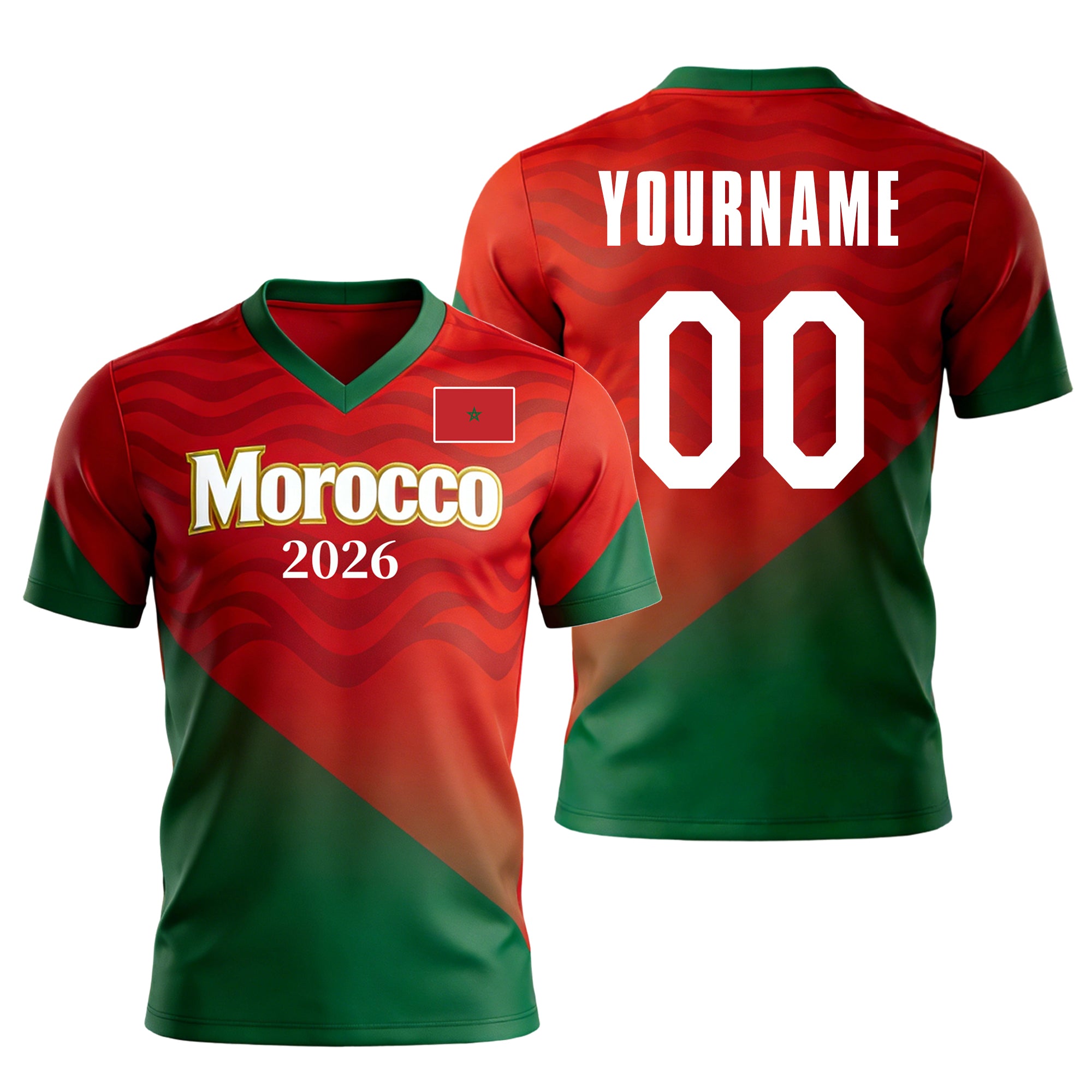 Custom Morocco Soccer Jersey – Personalized Name & Number Football Shirt:2026 Cup Kids Youths Mens Womens Fans