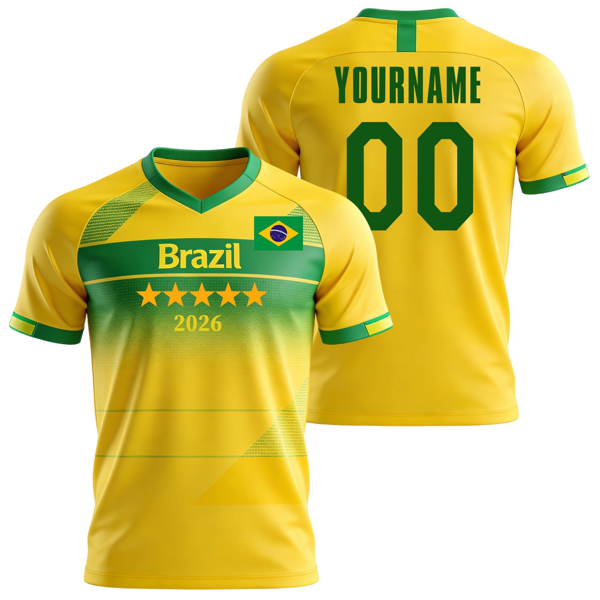 Custom Brazil Soccer Jersey – Personalized Name & Number Football Shirt:2026 Cup Kids Youths Mens Womens Fans