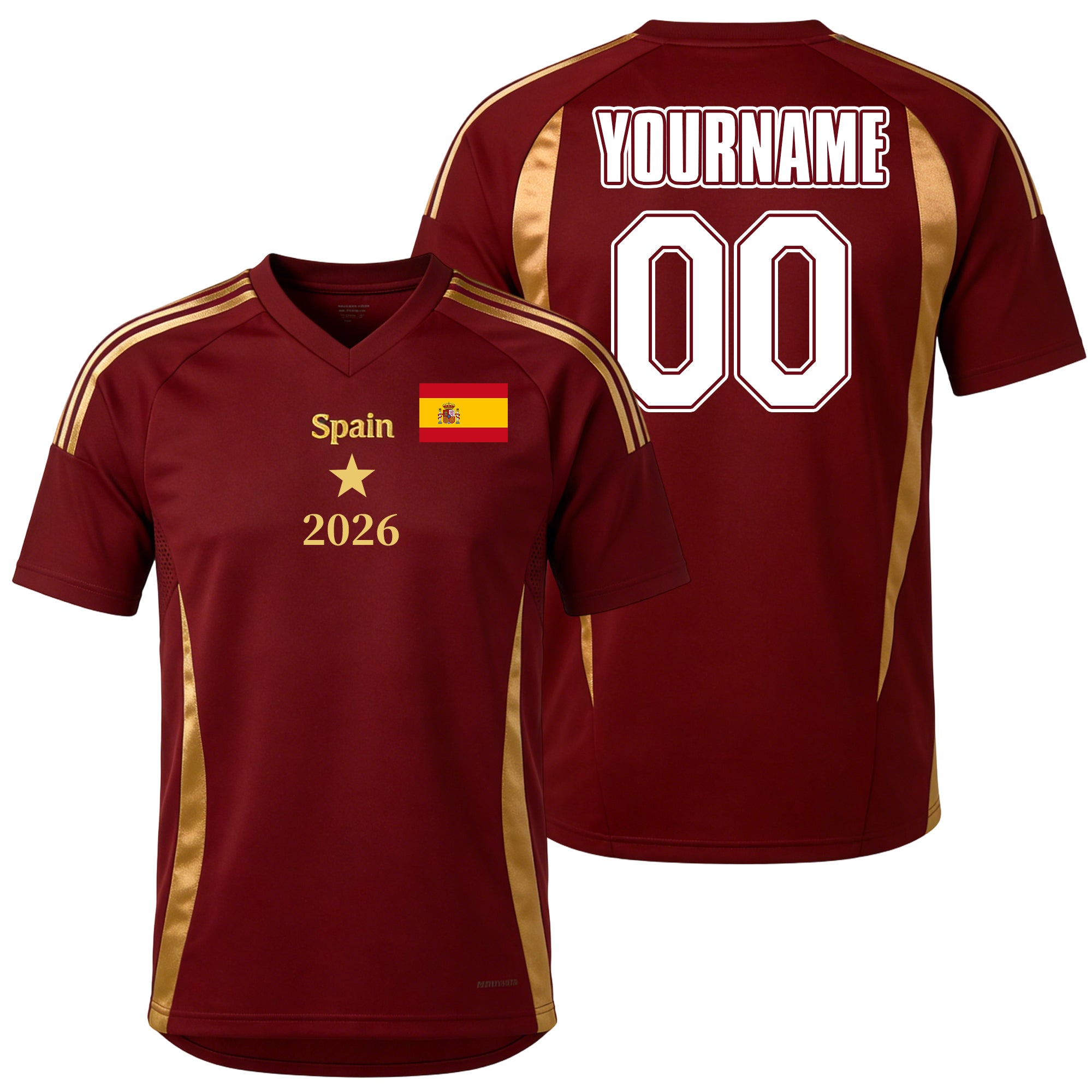 Custom Spain Soccer Jersey – Personalized Name & Number Football Shirt:2026 Cup Kids Youths Mens Womens Fans