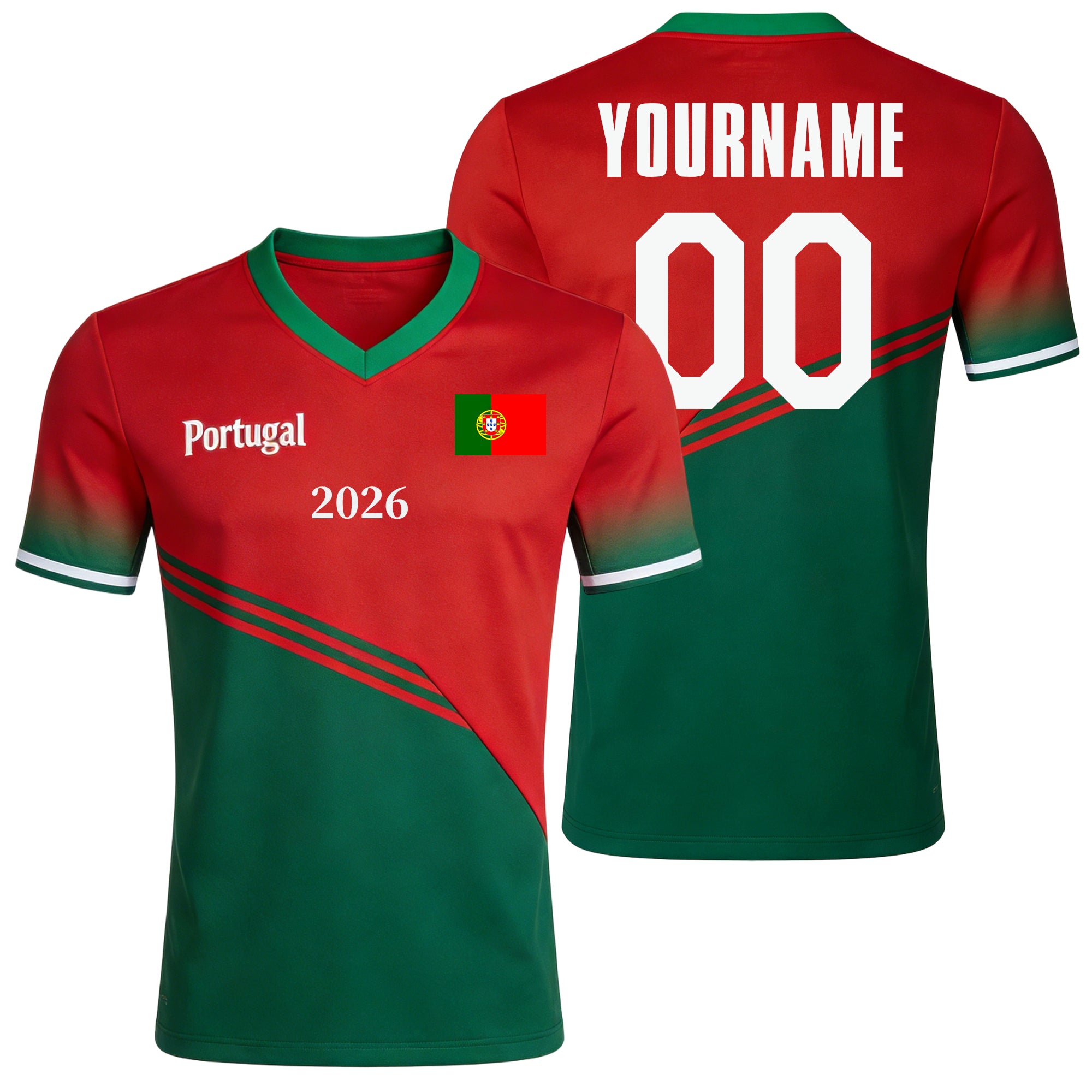 Custom Portugal Soccer Jersey – Personalized Name & Number Football Shirt:2026 Cup Kids Youths Mens Womens Fans
