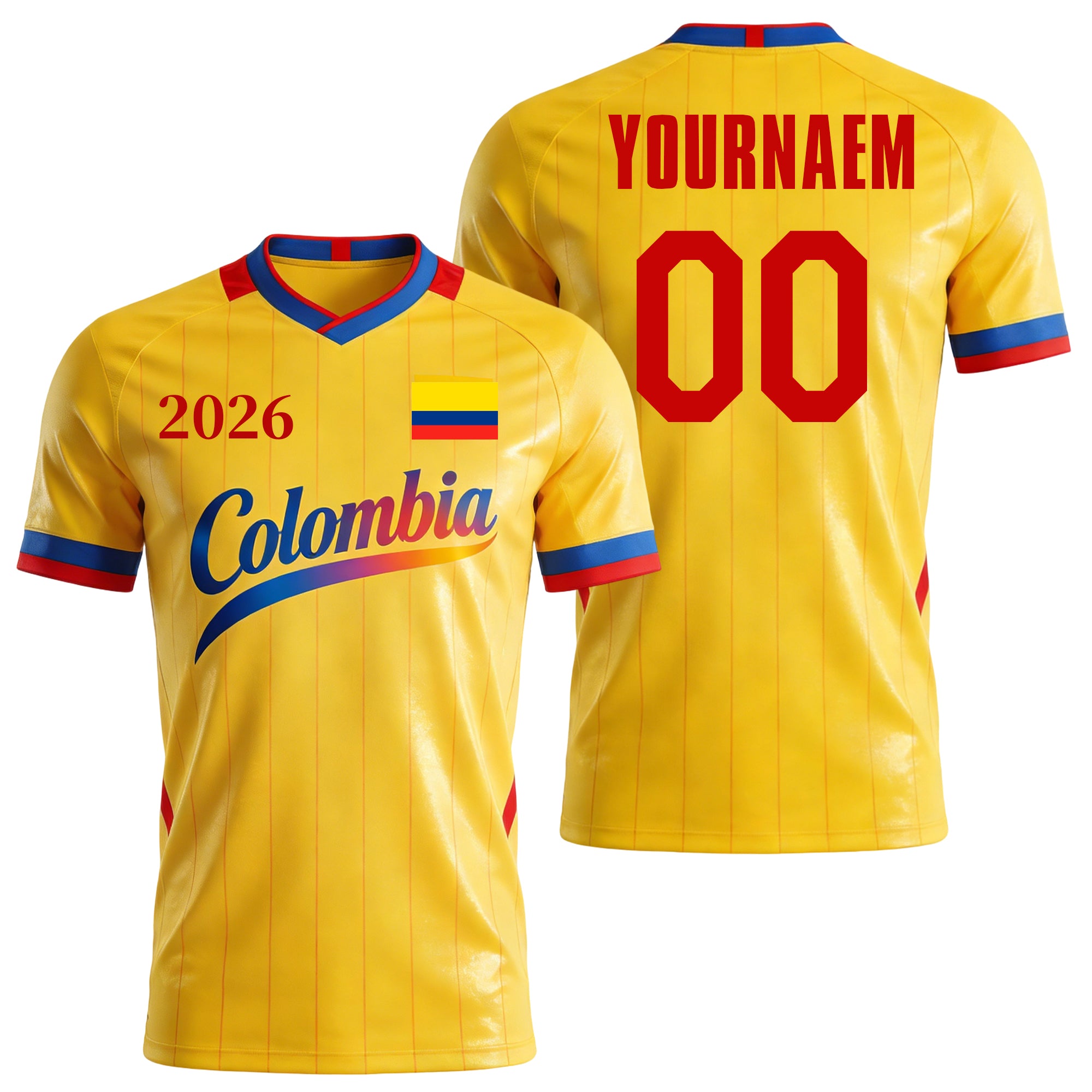Custom Colombia Soccer Jersey – Personalized Name & Number Football Shirt:2026 Cup Kids Youths Mens Womens Fans